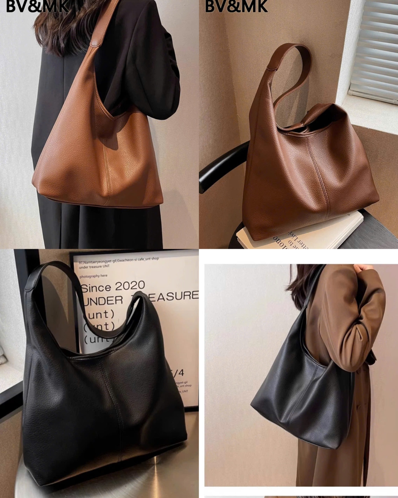 Túi Hobo Bag Da SẦN 2 Màu Đen/ Nâu 14771