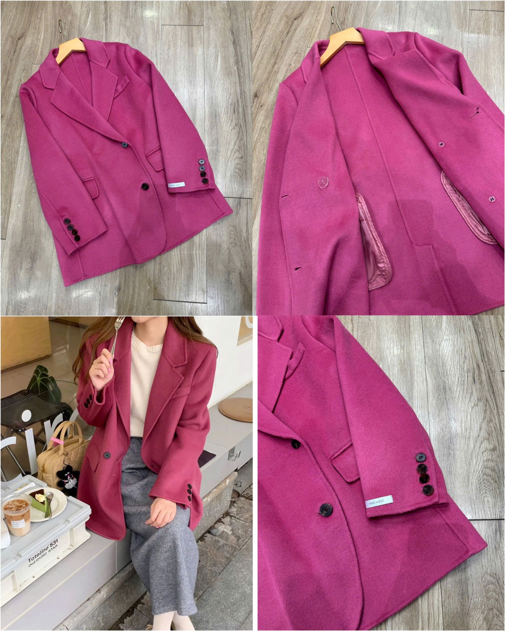 Khoác Dạ Blazer Handmade HỒNG Dư Xịn 14866