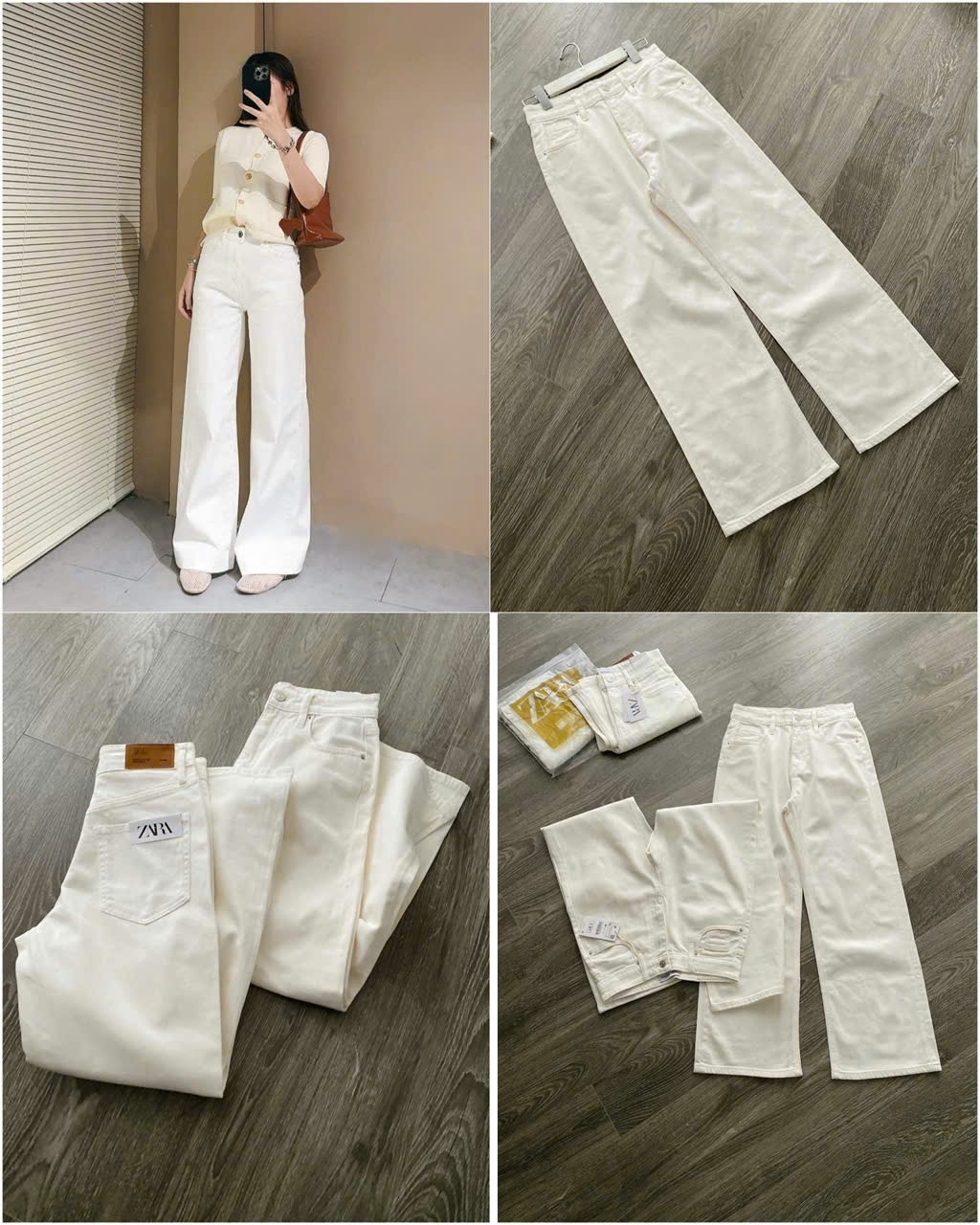 Culottes Jean ZR Gấu To Trắng Dư Xịn 15018