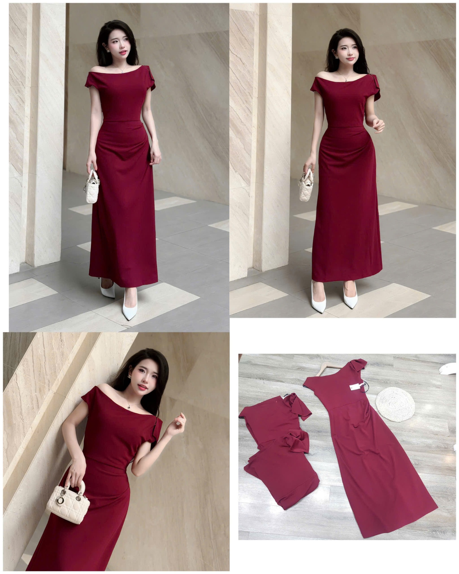 Đầm CK Dư xịn đỏ Burgundy 15459