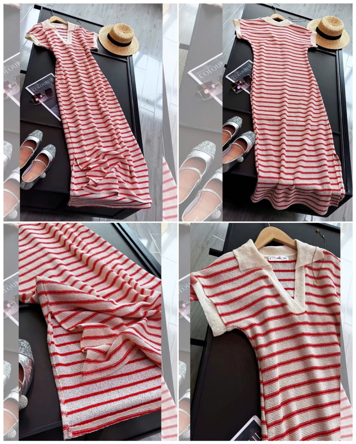 Đầm Kẻ MNG Dệt Kim Dư Xịn 15467