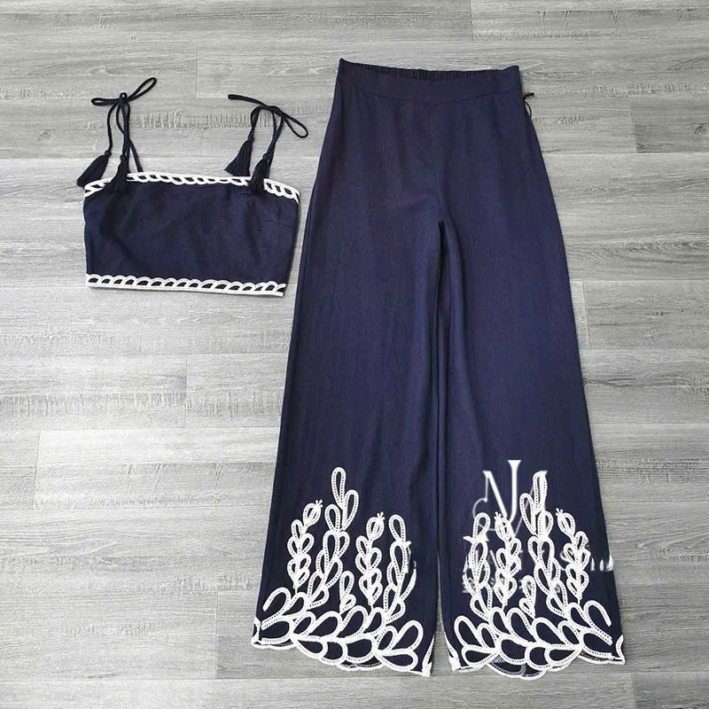 Set Áo & Quần Culottes Thô Thêu Dư xịn 15525