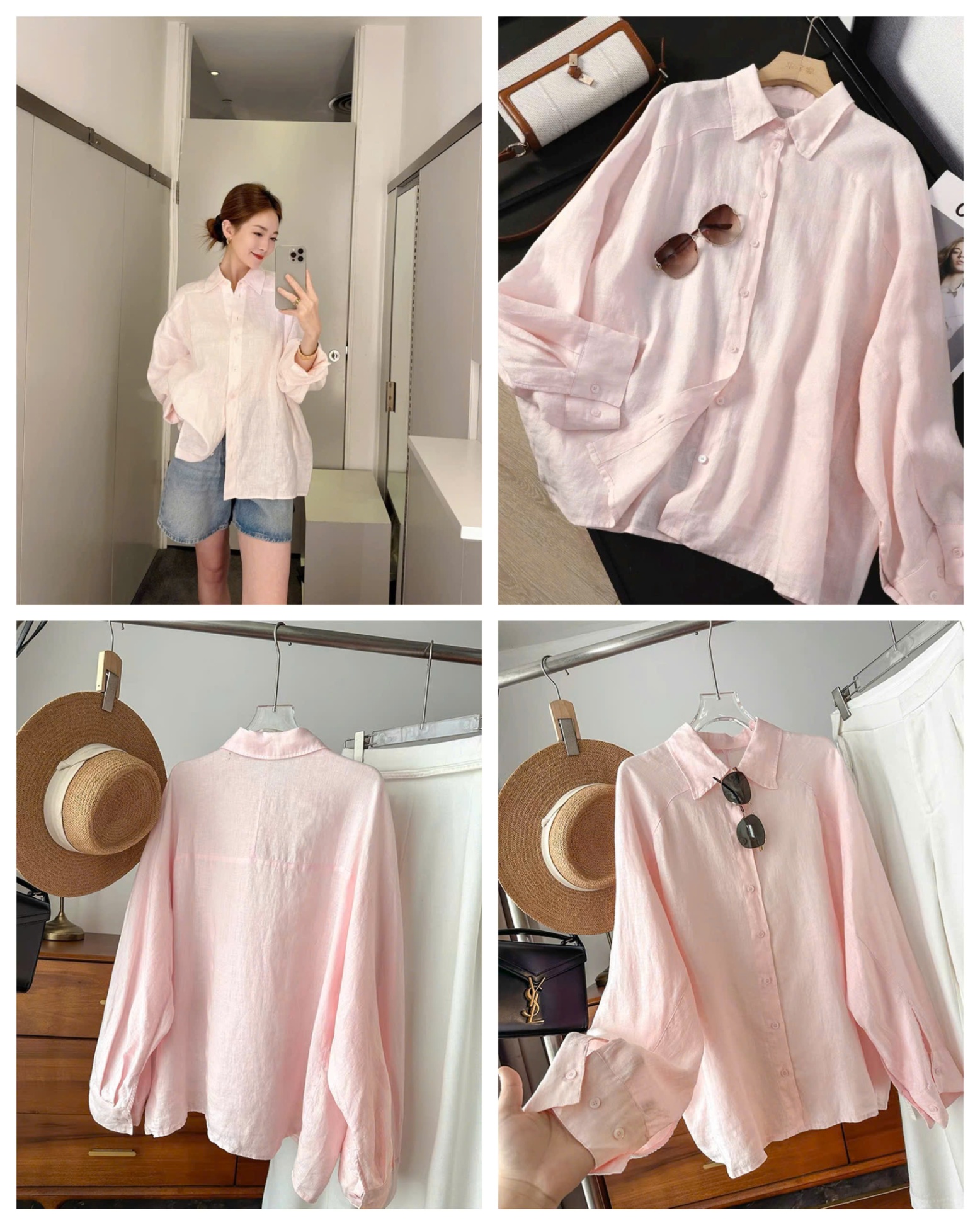 Sơ Mi Cos Linen Hồng Dư Xịn 15539