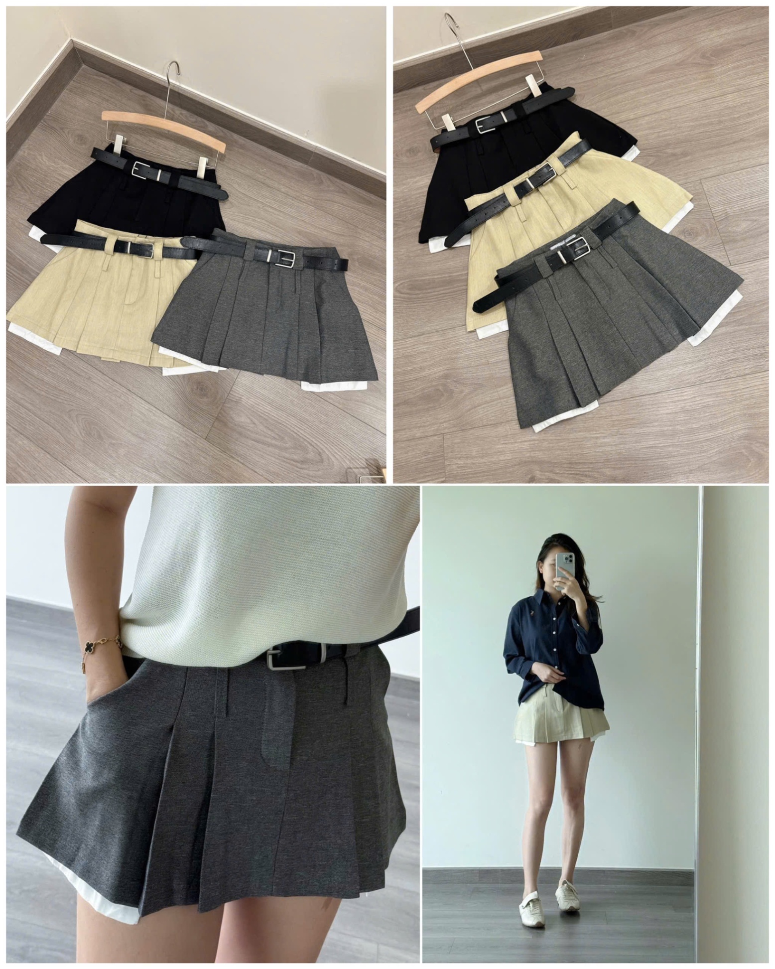 Chân Váy ZR xếp Ly dáng ngắn kèm belt (Có short) 15558