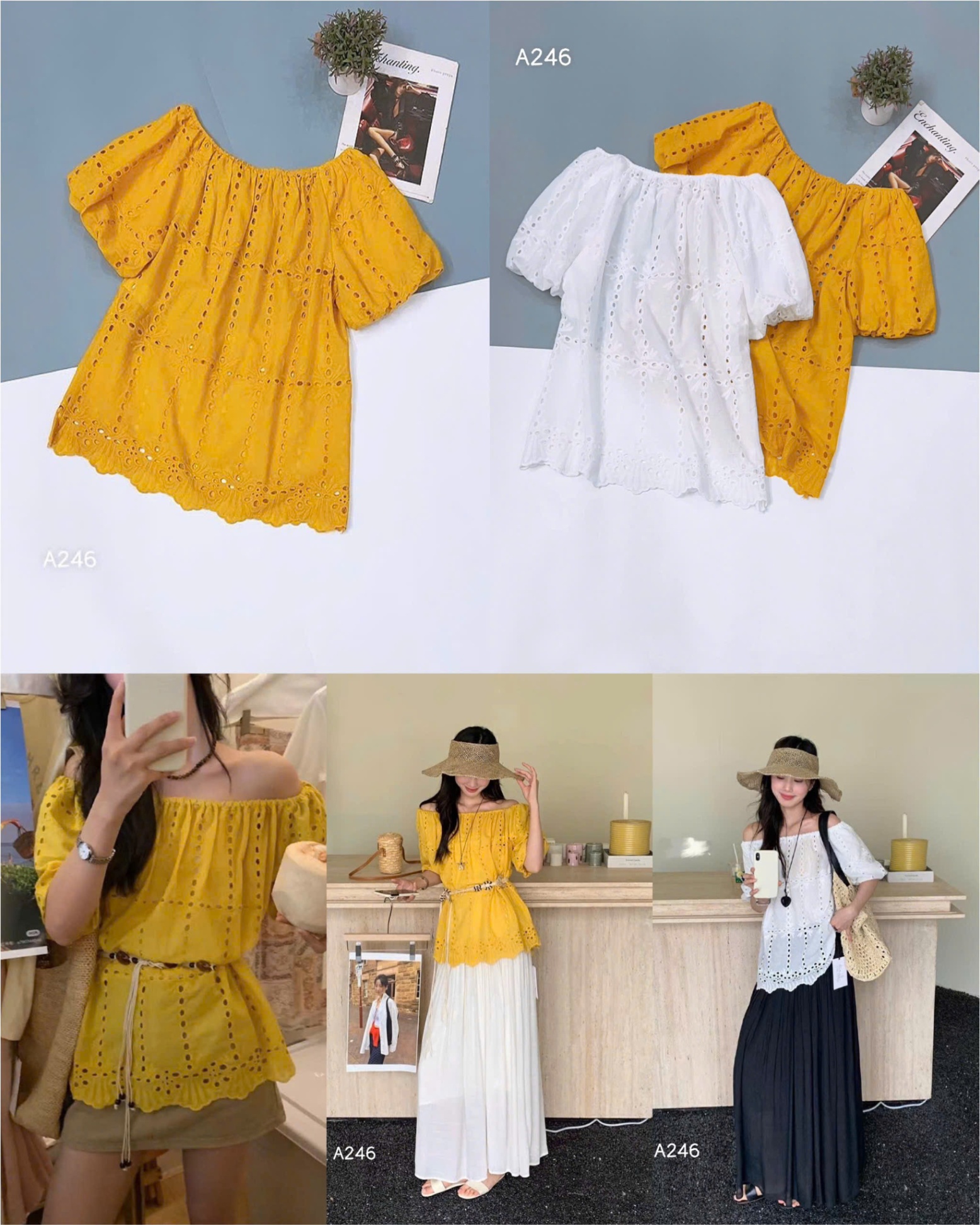 Áo Thô Thêu Olivia Trễ Vai 15585