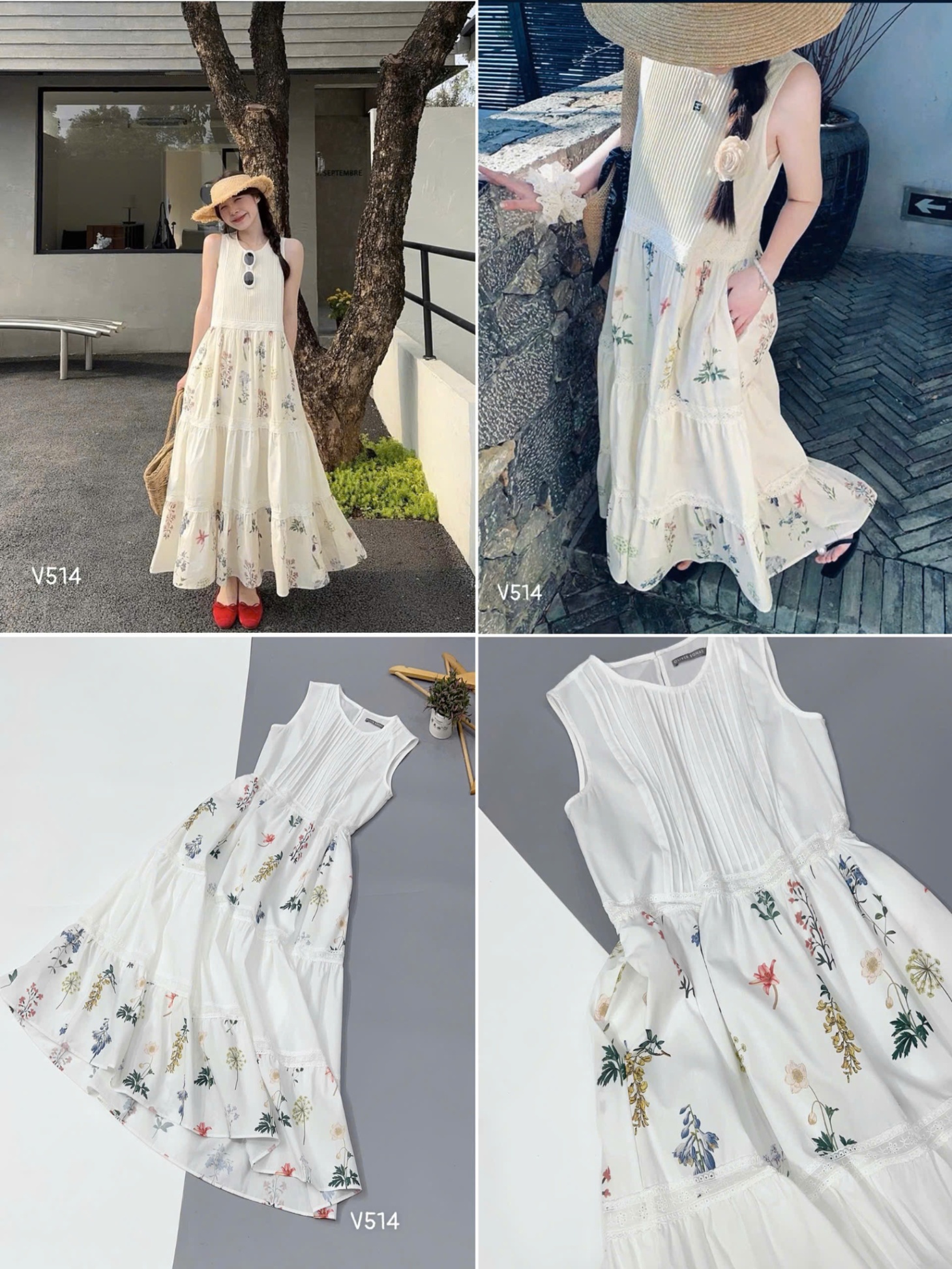 Đầm Thô Midi Olivia Hoạ Tiết 15605