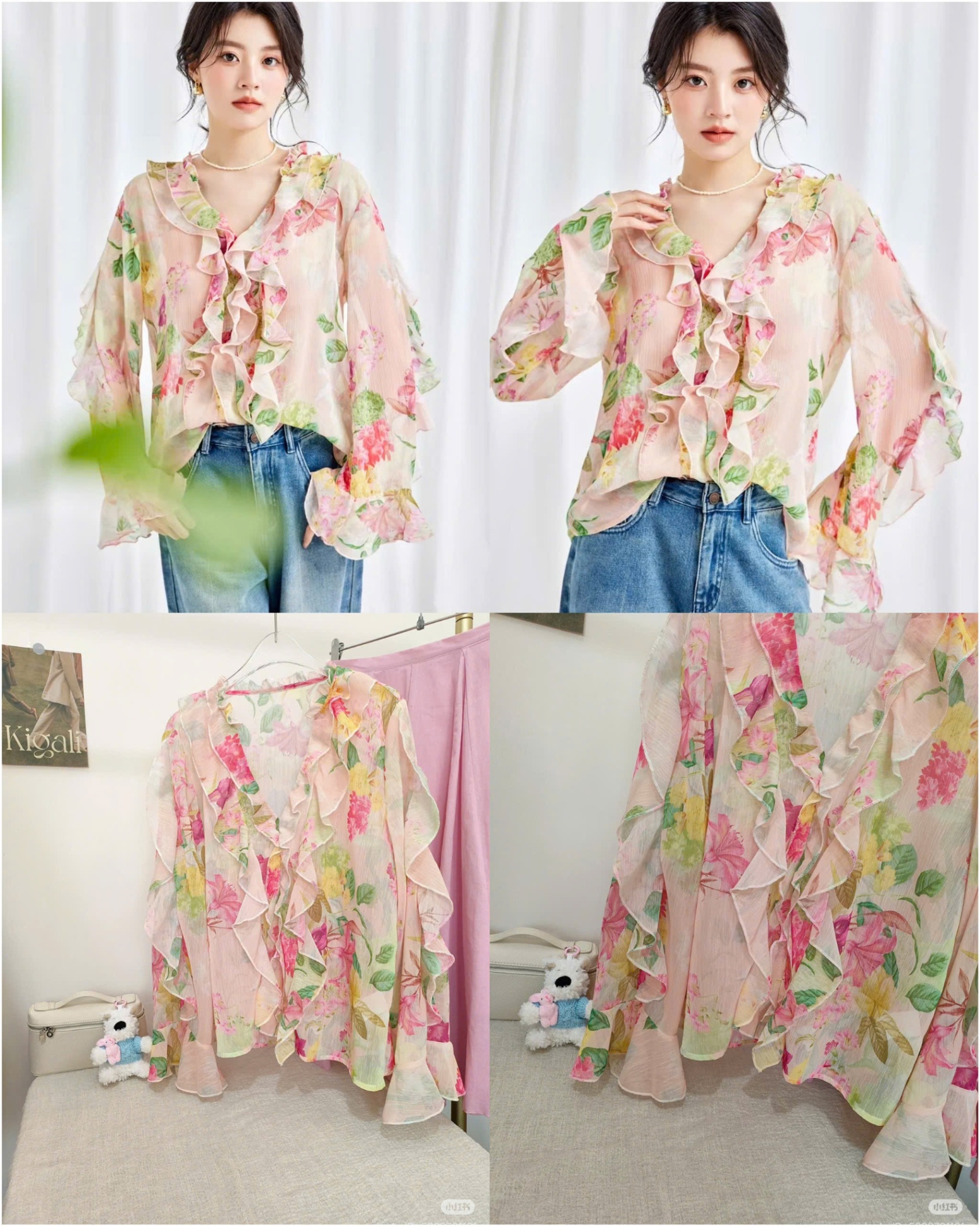 Sơ Mi Hoa ZR Tuồn huỷ tag Cổ Bèo 15627