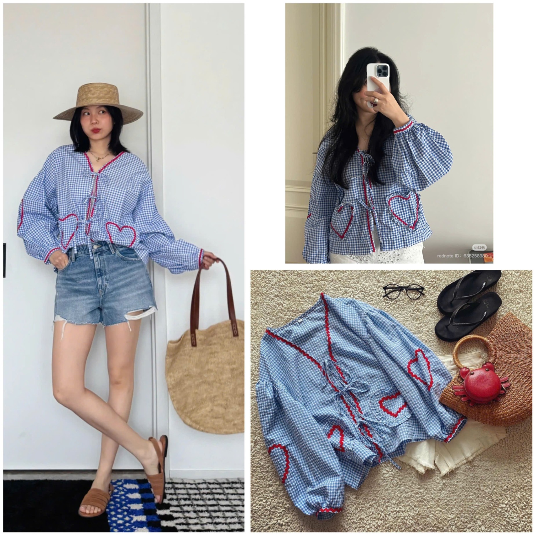 Sơ Mi ZR Kẻ nơ phối túi tim đỏ tuồn 15669