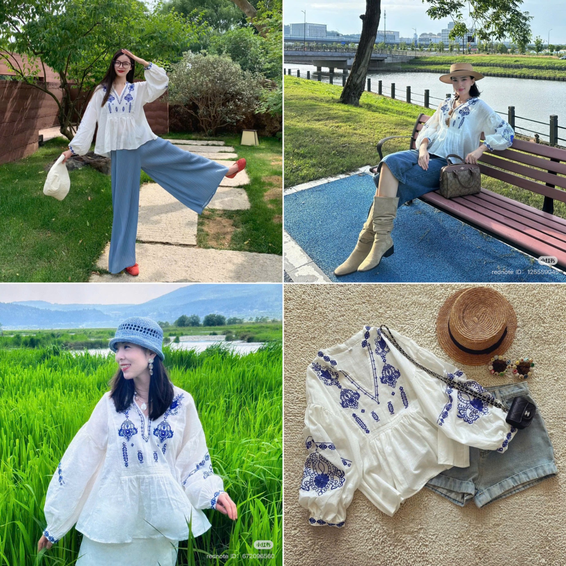 Sơ Mi ZR Thô Thêu hoa xanh 15670