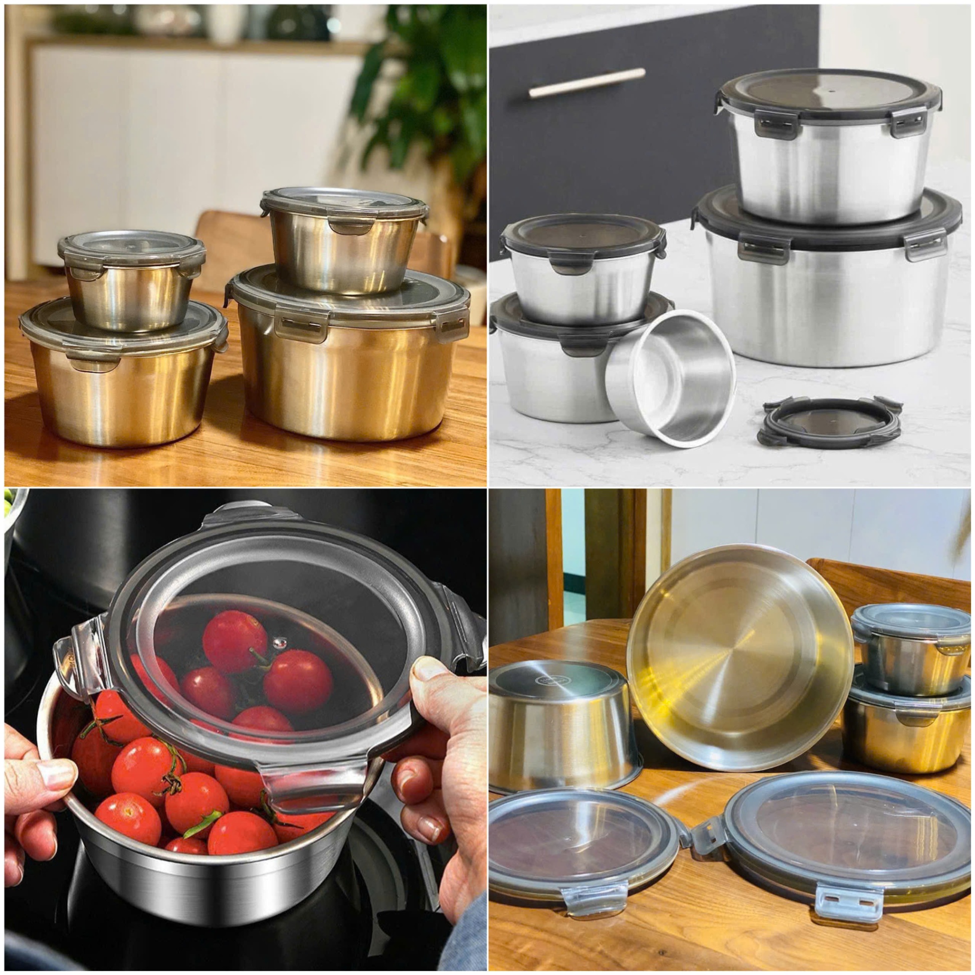 Set 4 Hộp inox có nắp 15677