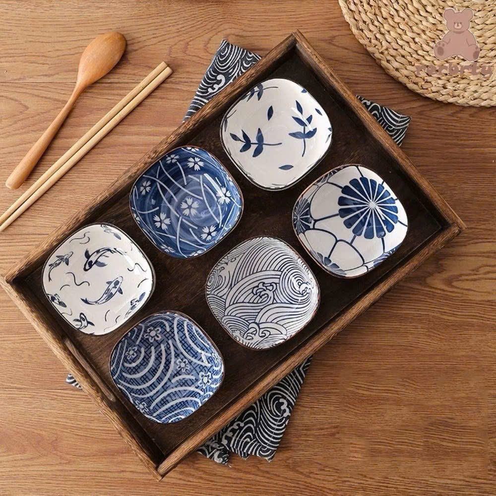 Set 6 bát xanh họa tiết 15686