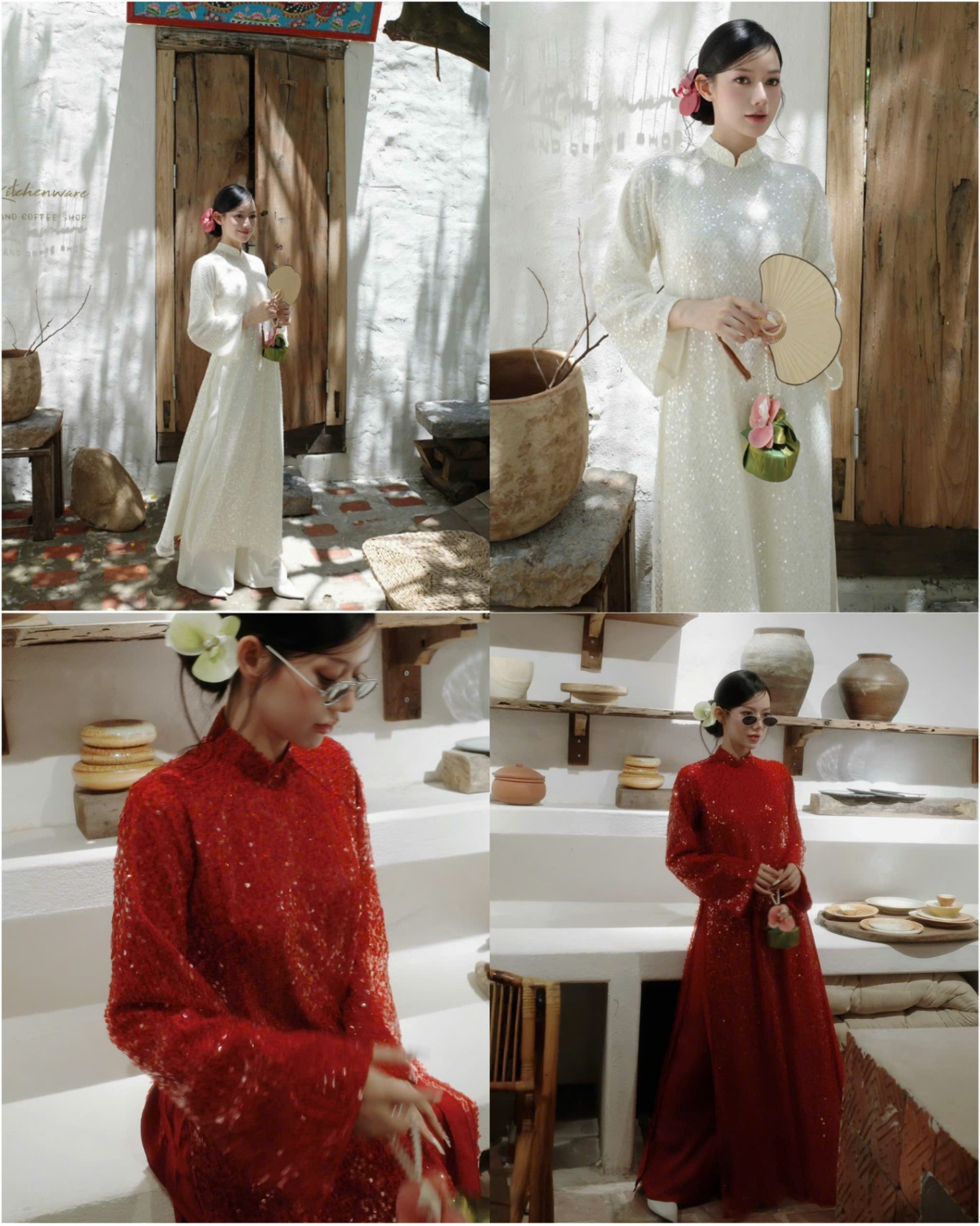 Set Bộ Áo Dài cườm 15742