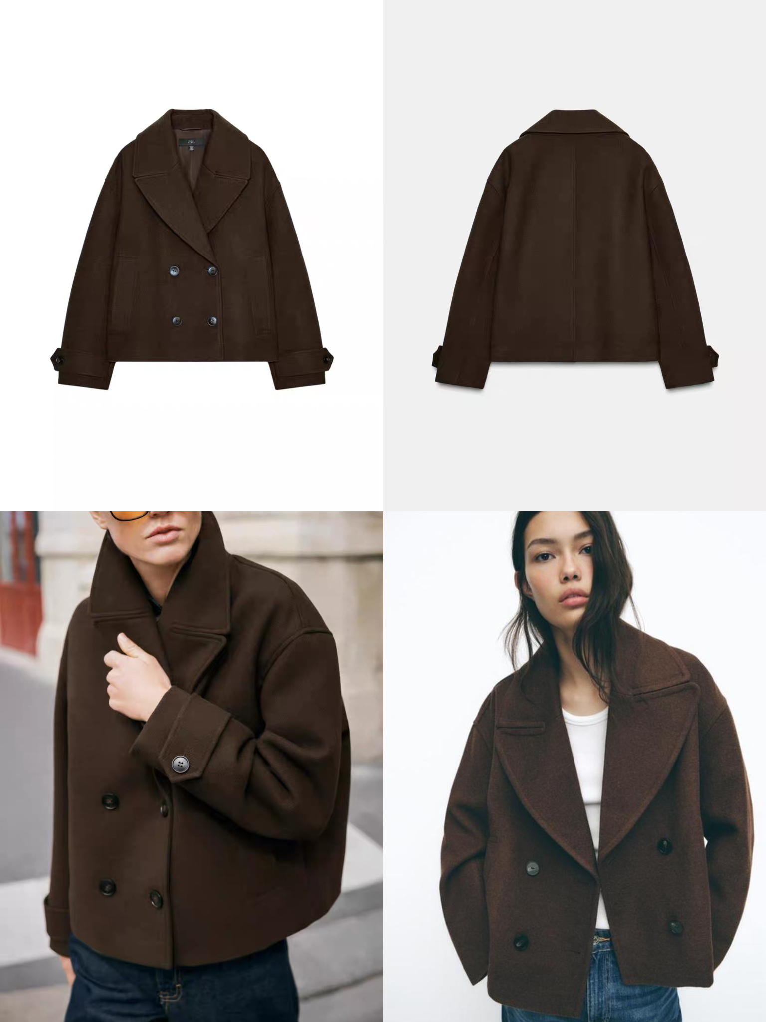 Áo Khoác Dạ Nâu ZR 2 Hàng Khuy 15796