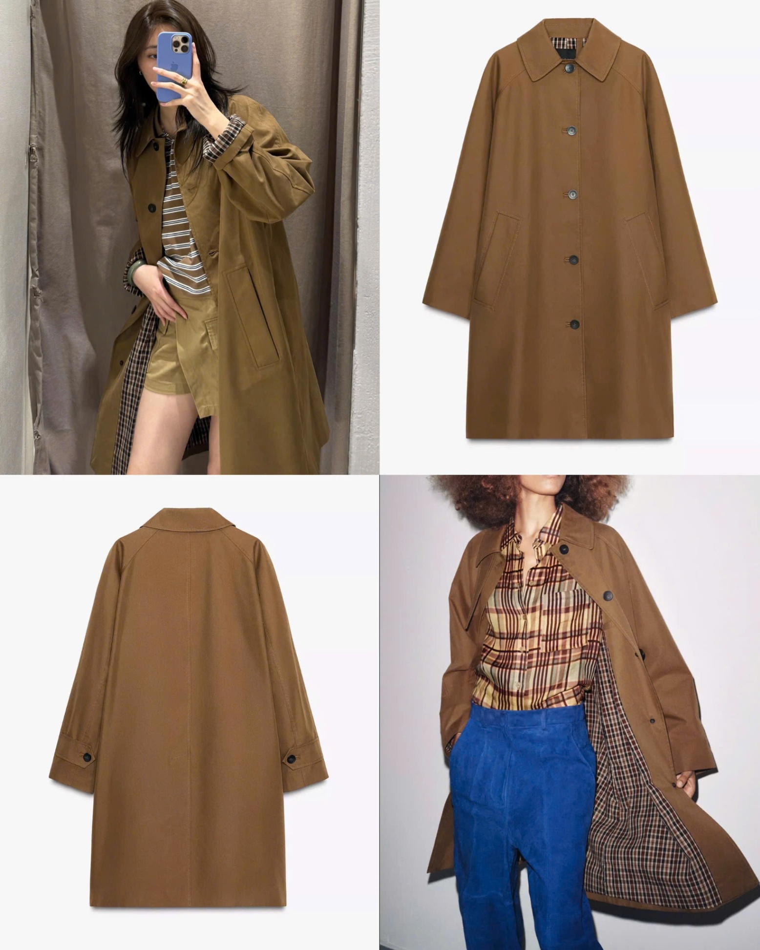 Khoác Trendcoath ZR dáng dài phối kẻ Dư xịn 15803