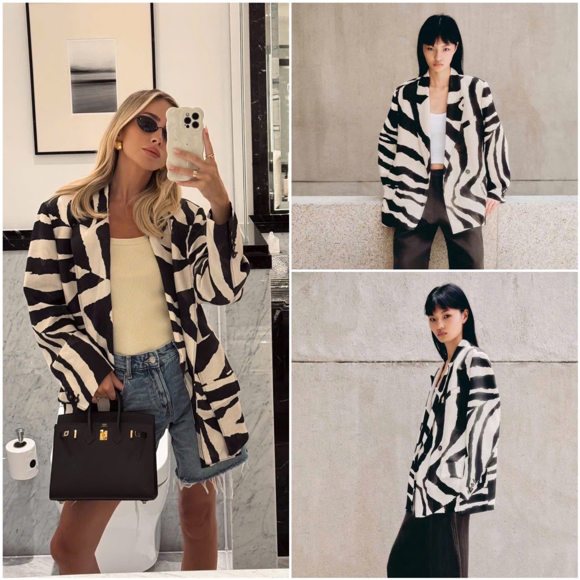 Blazer Hoạ Tiết Báo đen Trắng Dư Xịn 15810