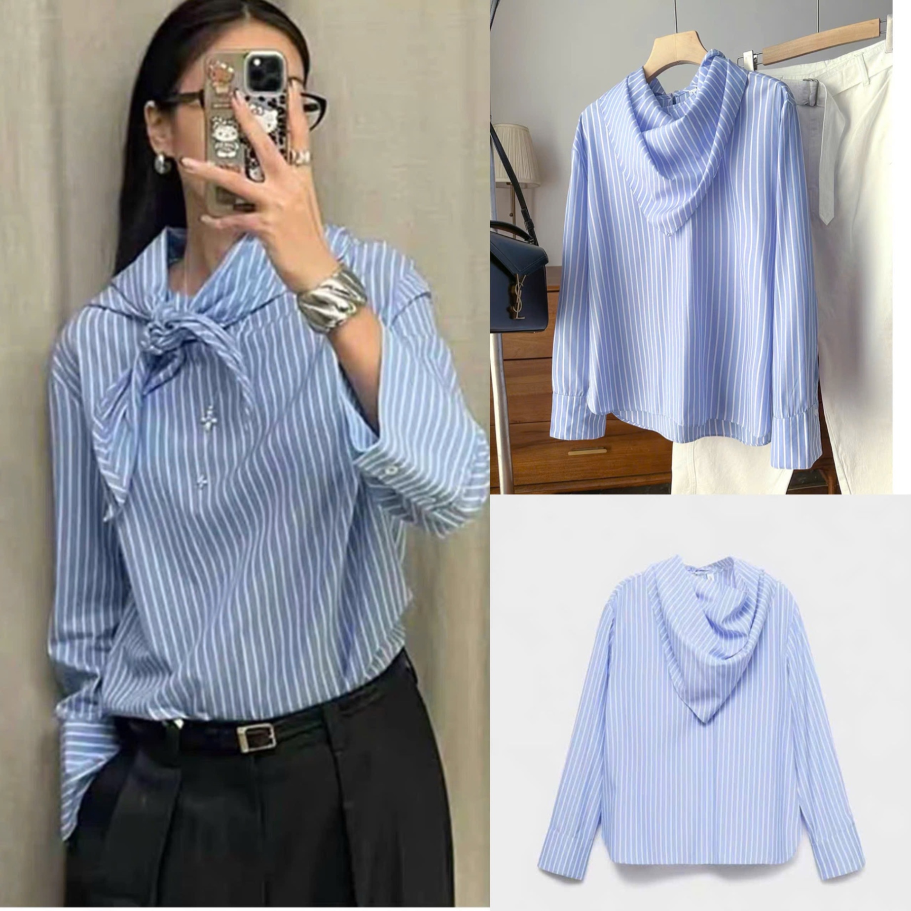 Sơ Mi Kẻ MnG kèm khăn dư Xịn 15811- NEW 2026