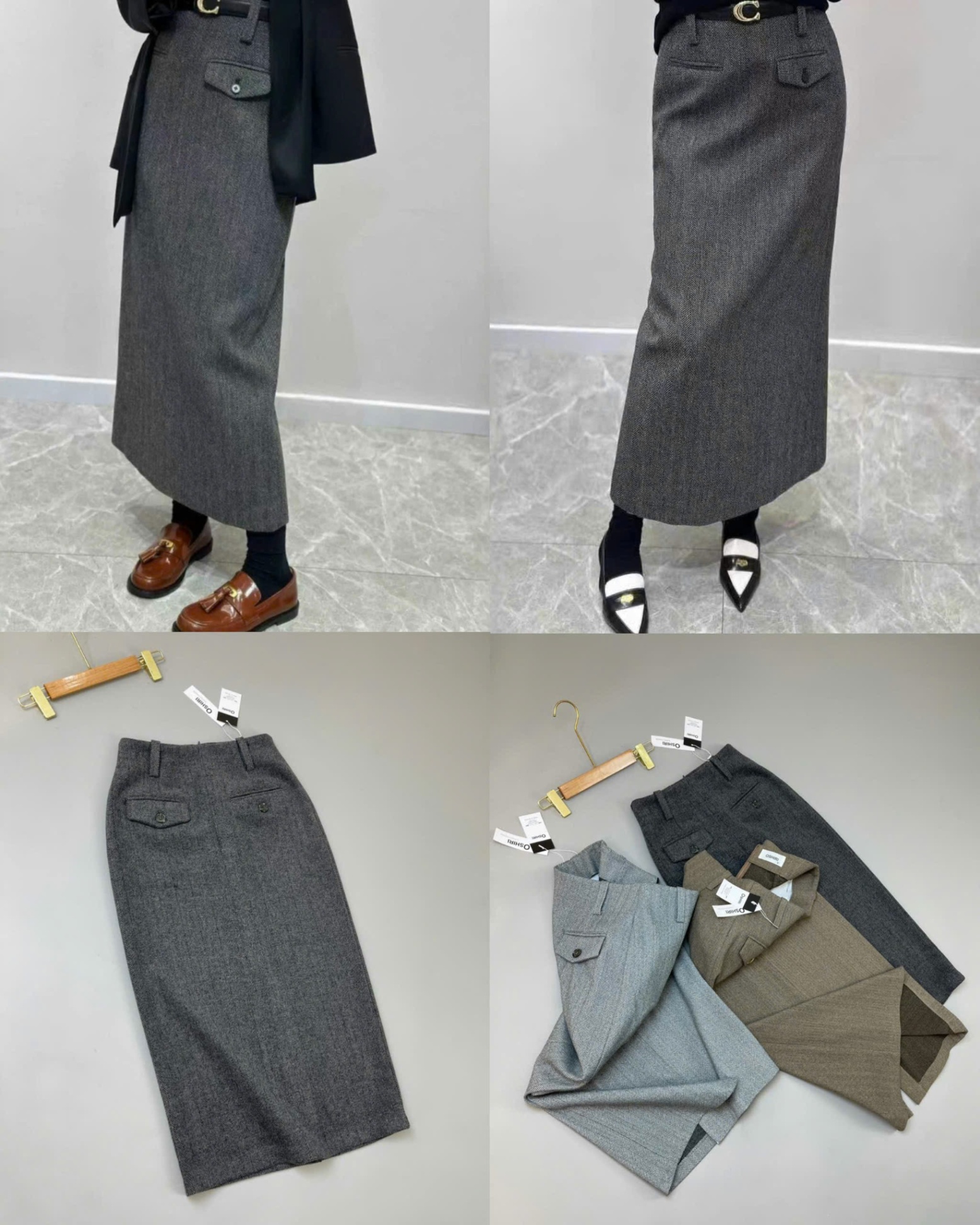 Chân váy dạ kẻ orshiri 15820