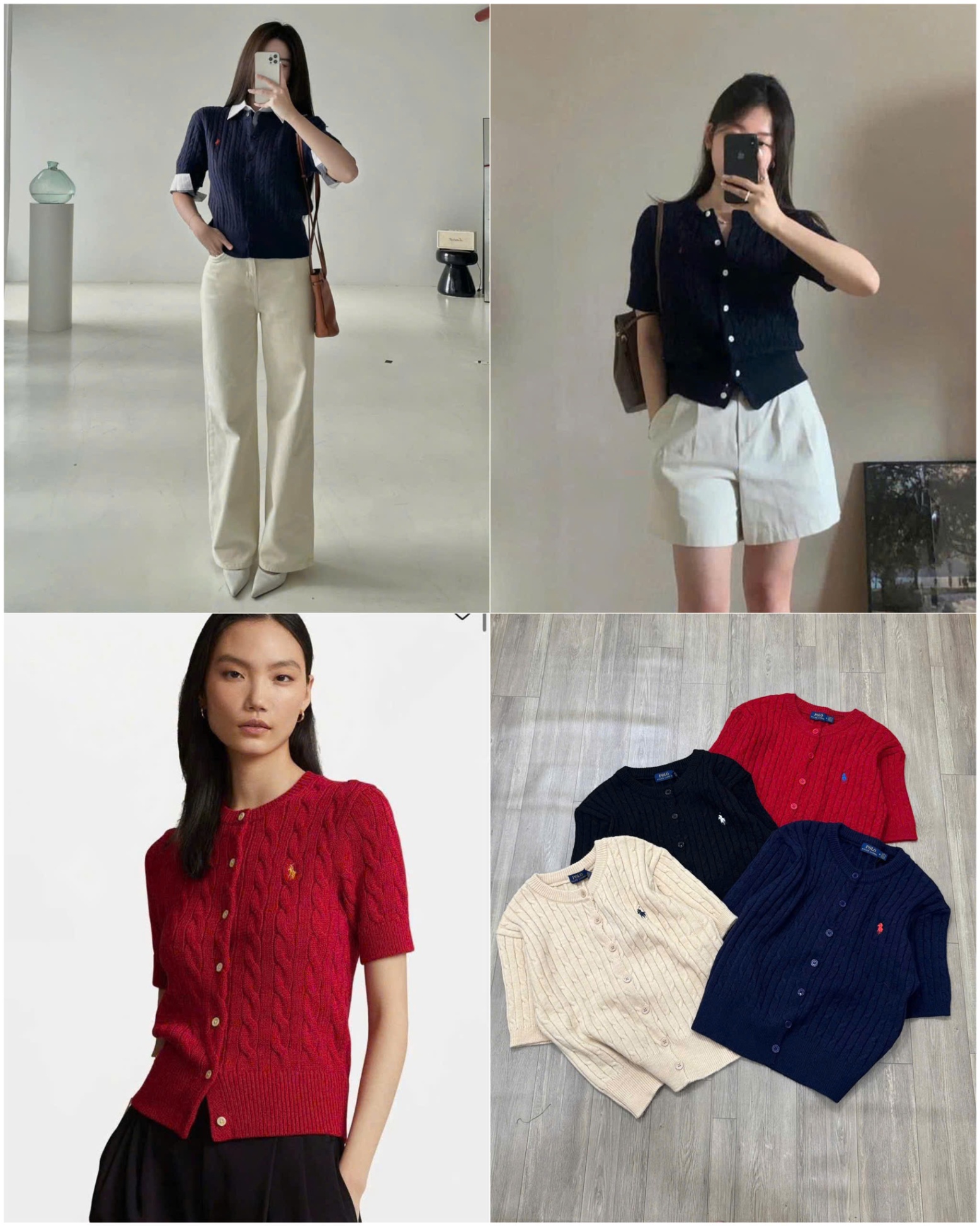 Cardigan Len Polo Cộc tay 15863