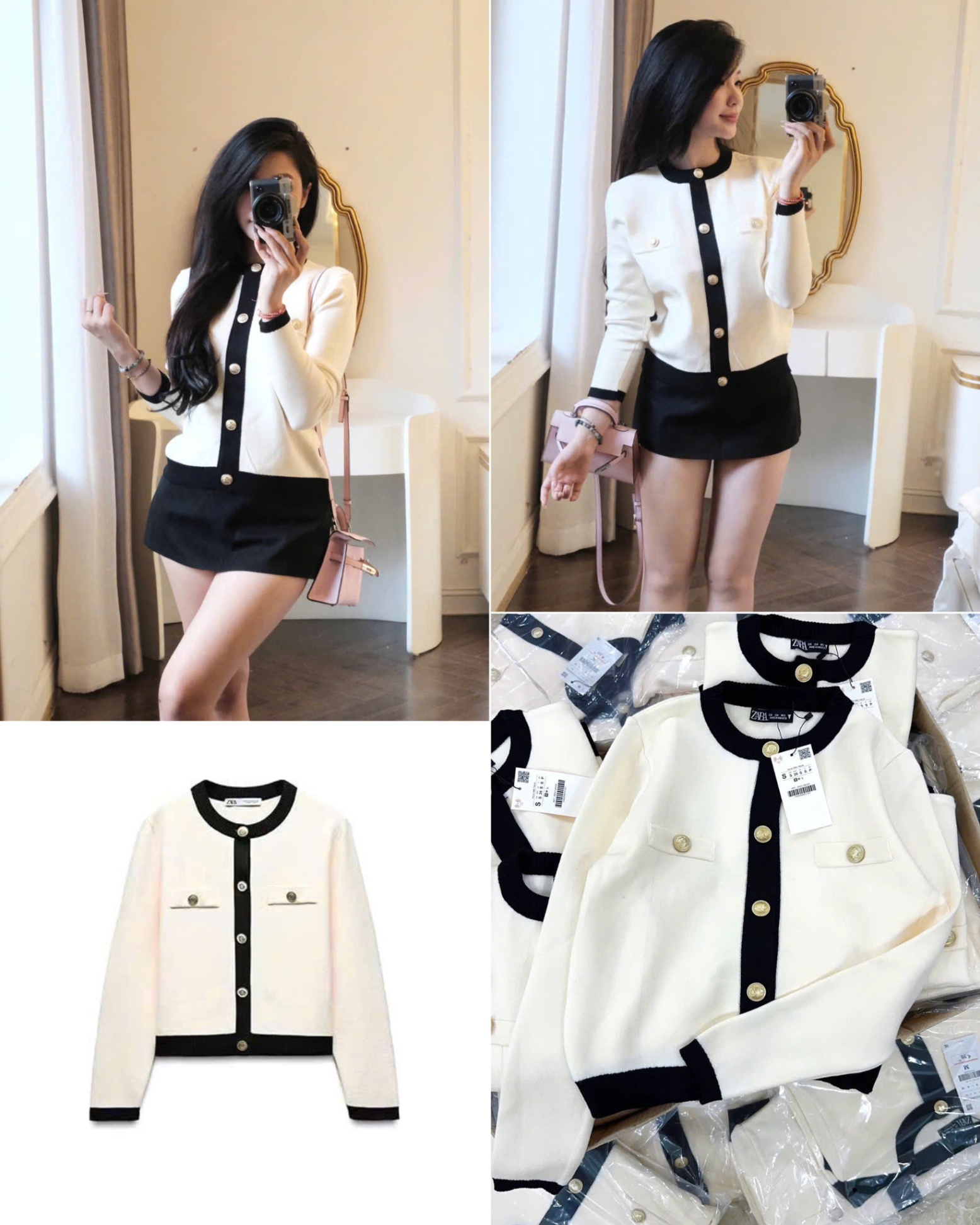 Cardigan Len ZR Phối viền đen 15862