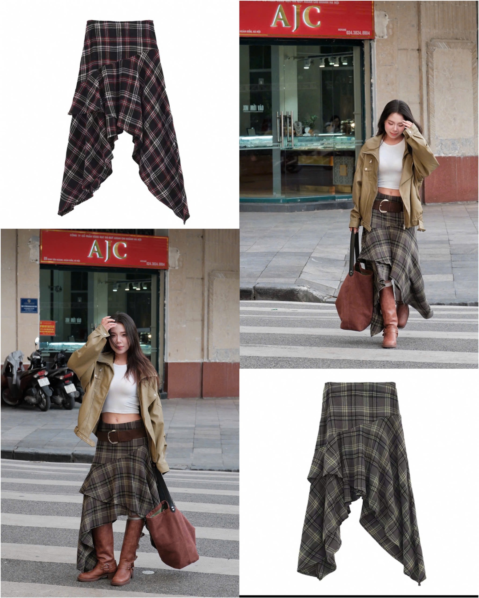 Chân Váy Kẻ Caro vạt chéo 15884