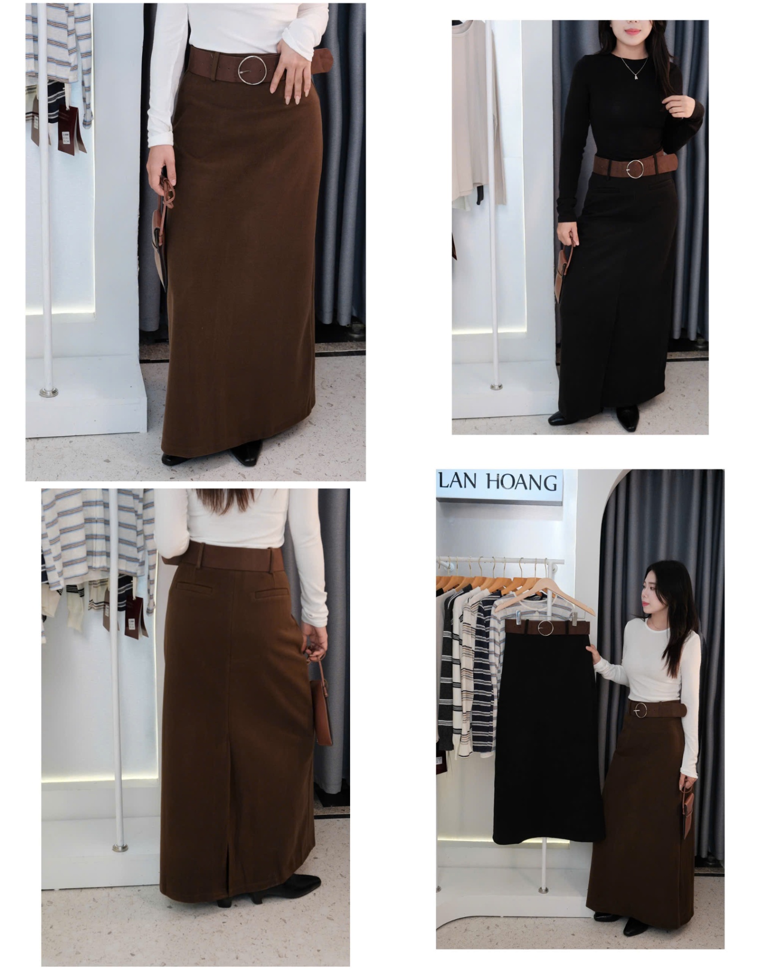 Chân váy Dạ Dáng Dài Kèm Belt 15899