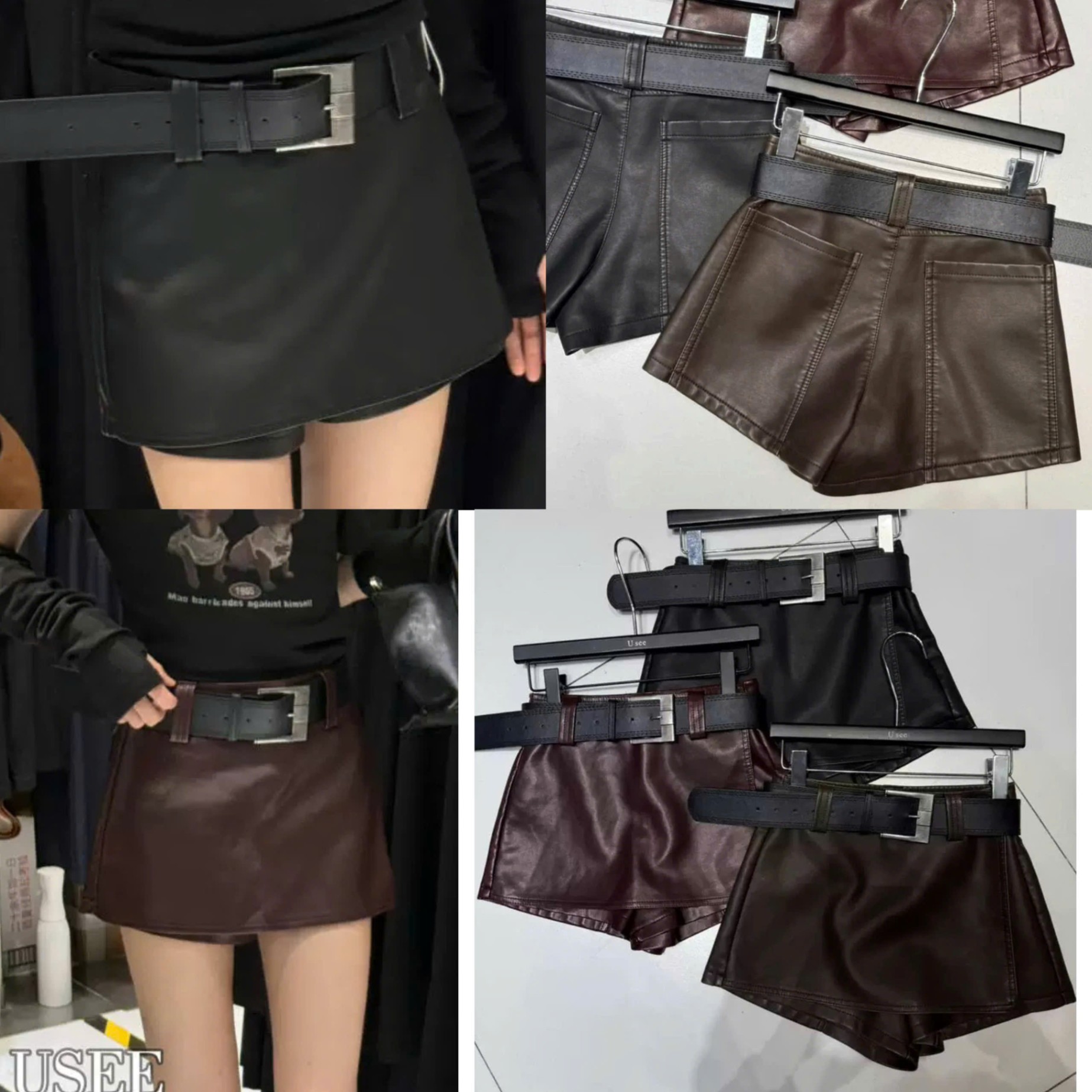 Short Giả Váy Da Kèm Belt (Có Short 3 Màu) 15895