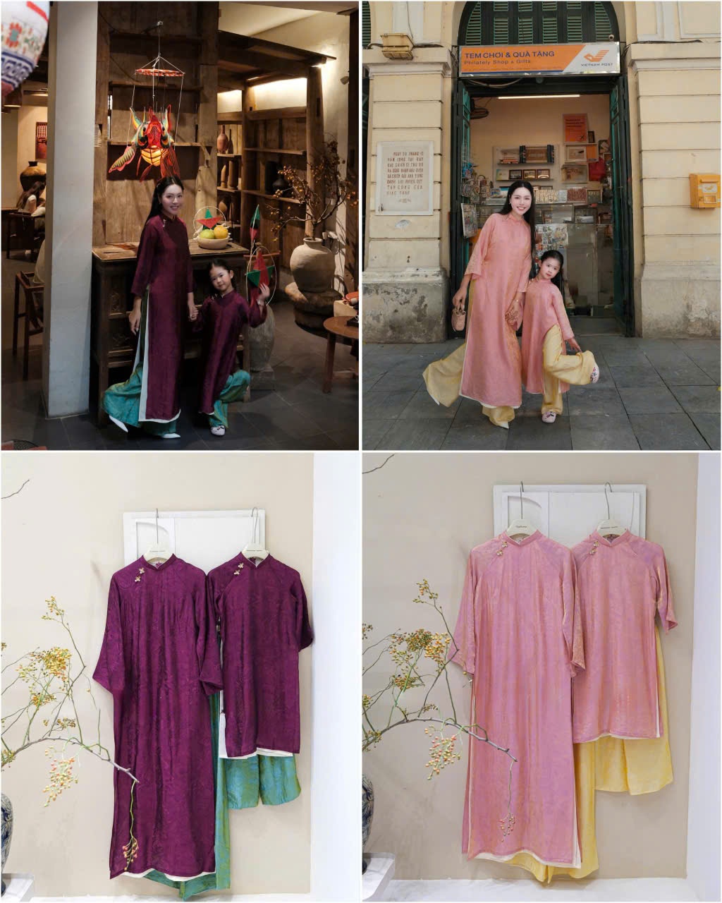 Set Áo dài mẹ con 2 màu 15914