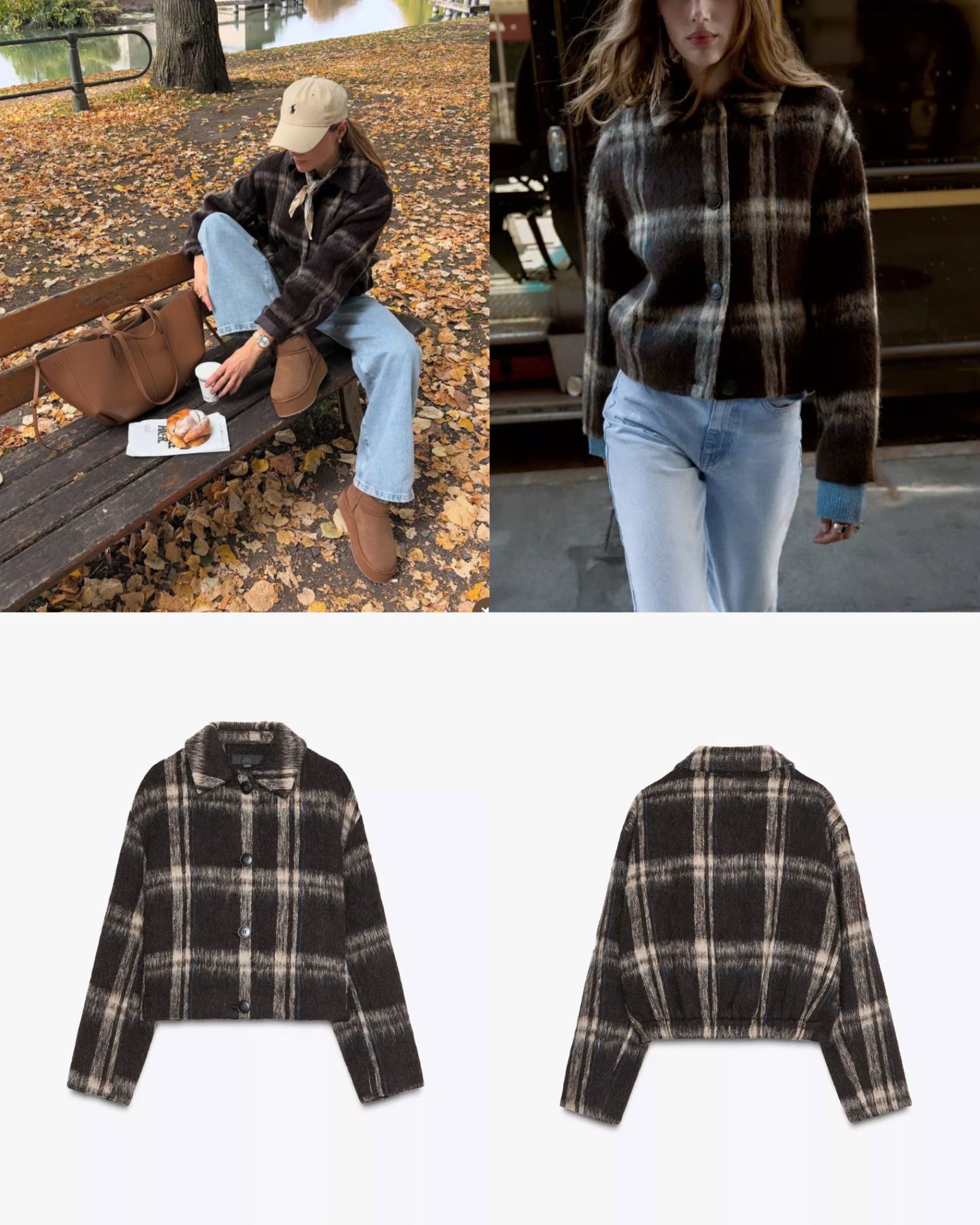 Khoác ZR Dạ Len kẻ Nâu 15924