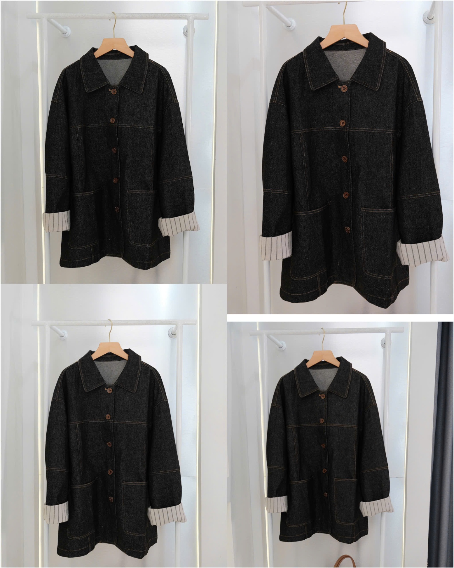 Khoác Denim phối chỉ Xuất Hàn 15922