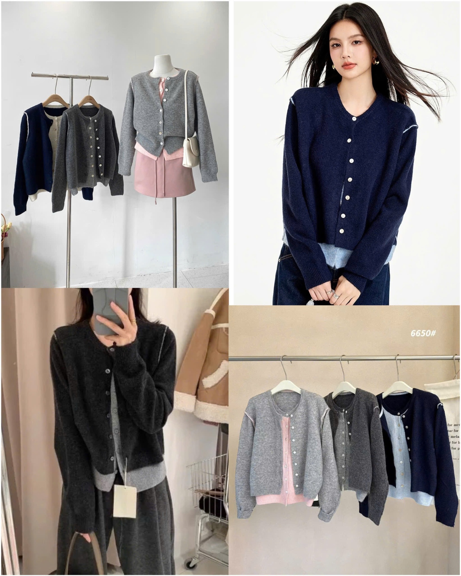Len Cardigan 2 lớp phối màu 15926