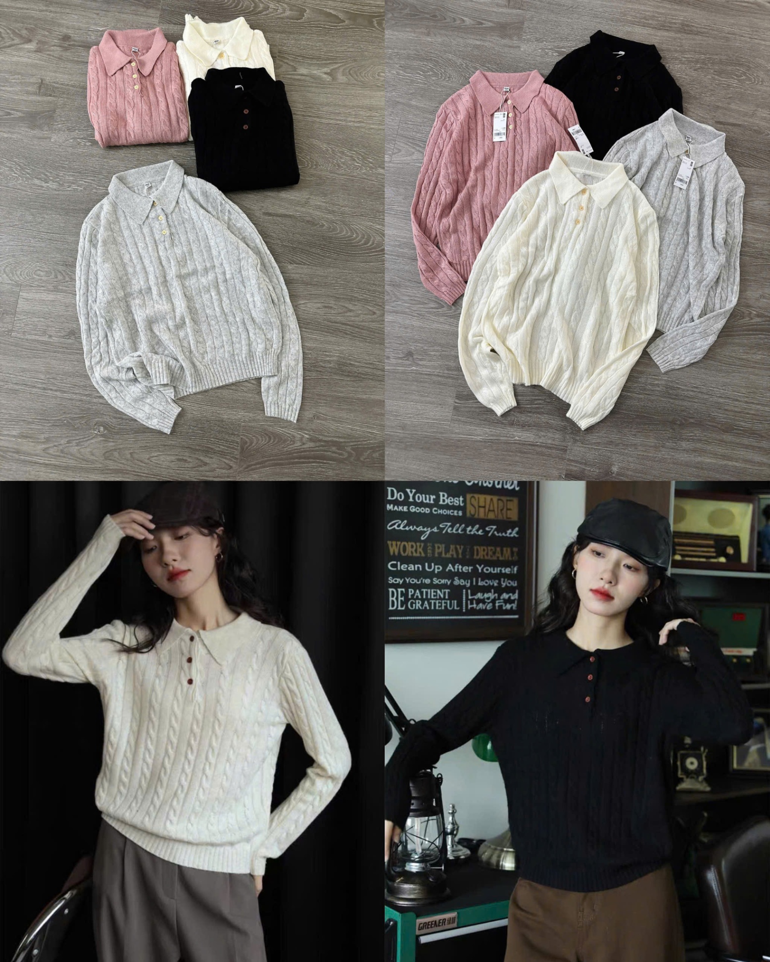 Len Polo Uni dệt kim dư xịn 15930