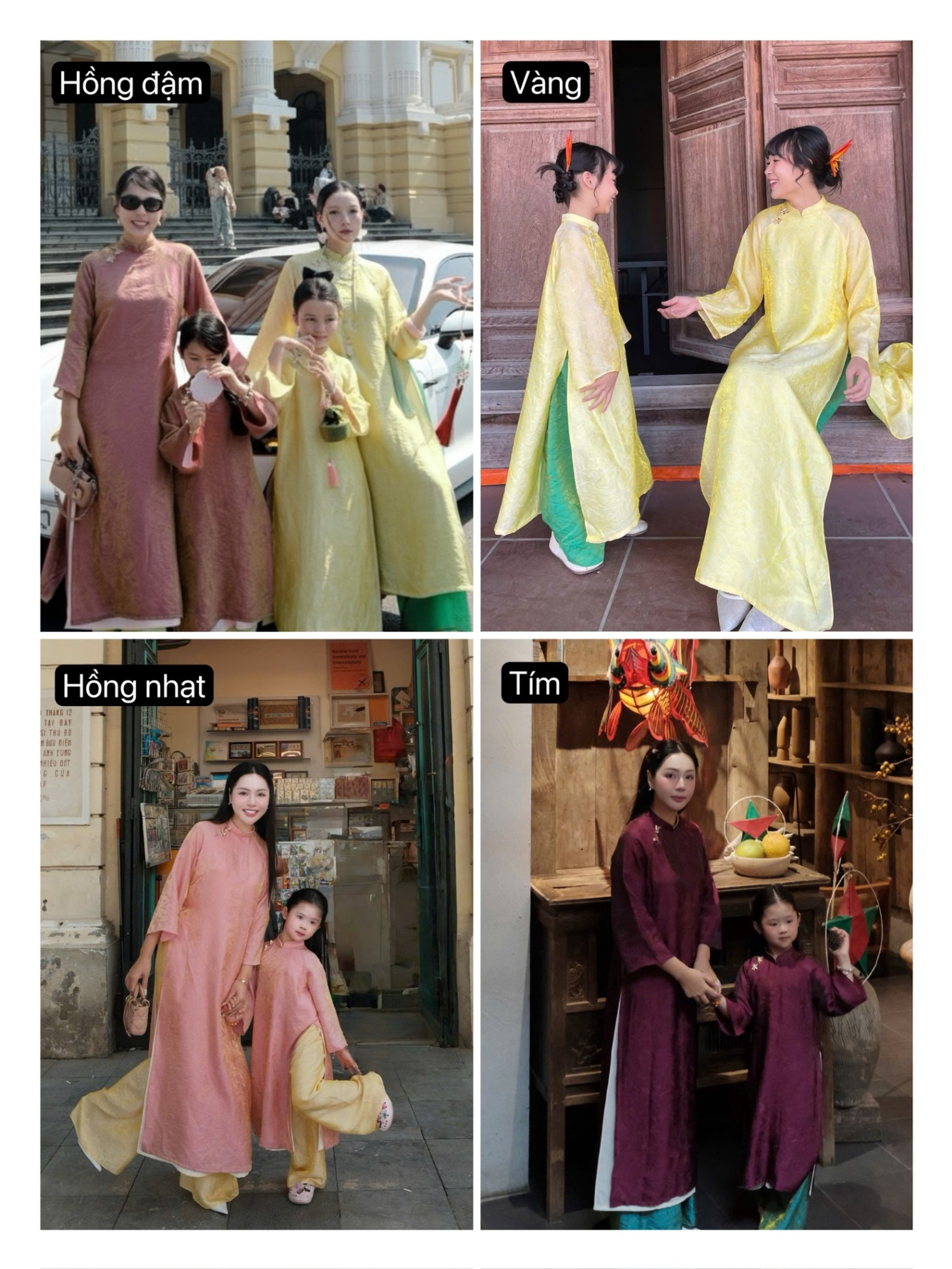 Set Áo dài mẹ con 4 màu 15914- NEW 2026