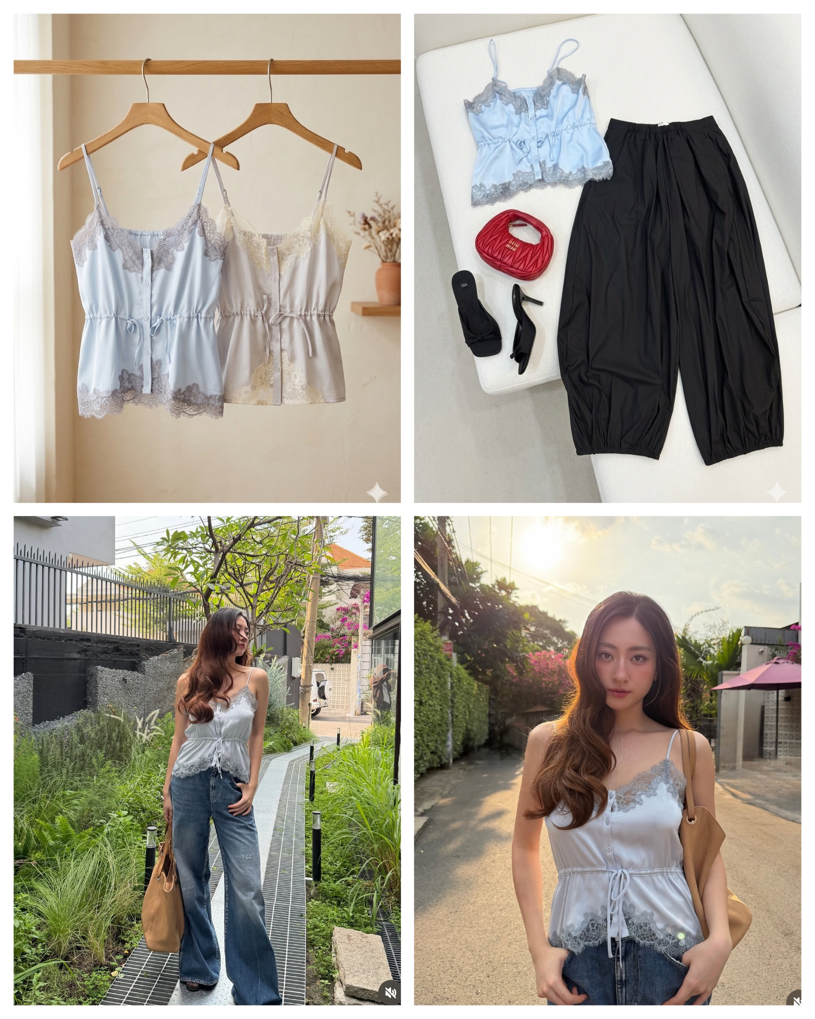 Áo 2 Dây Lụa ZR phối ren Tuồn Huỷ Tag 16357