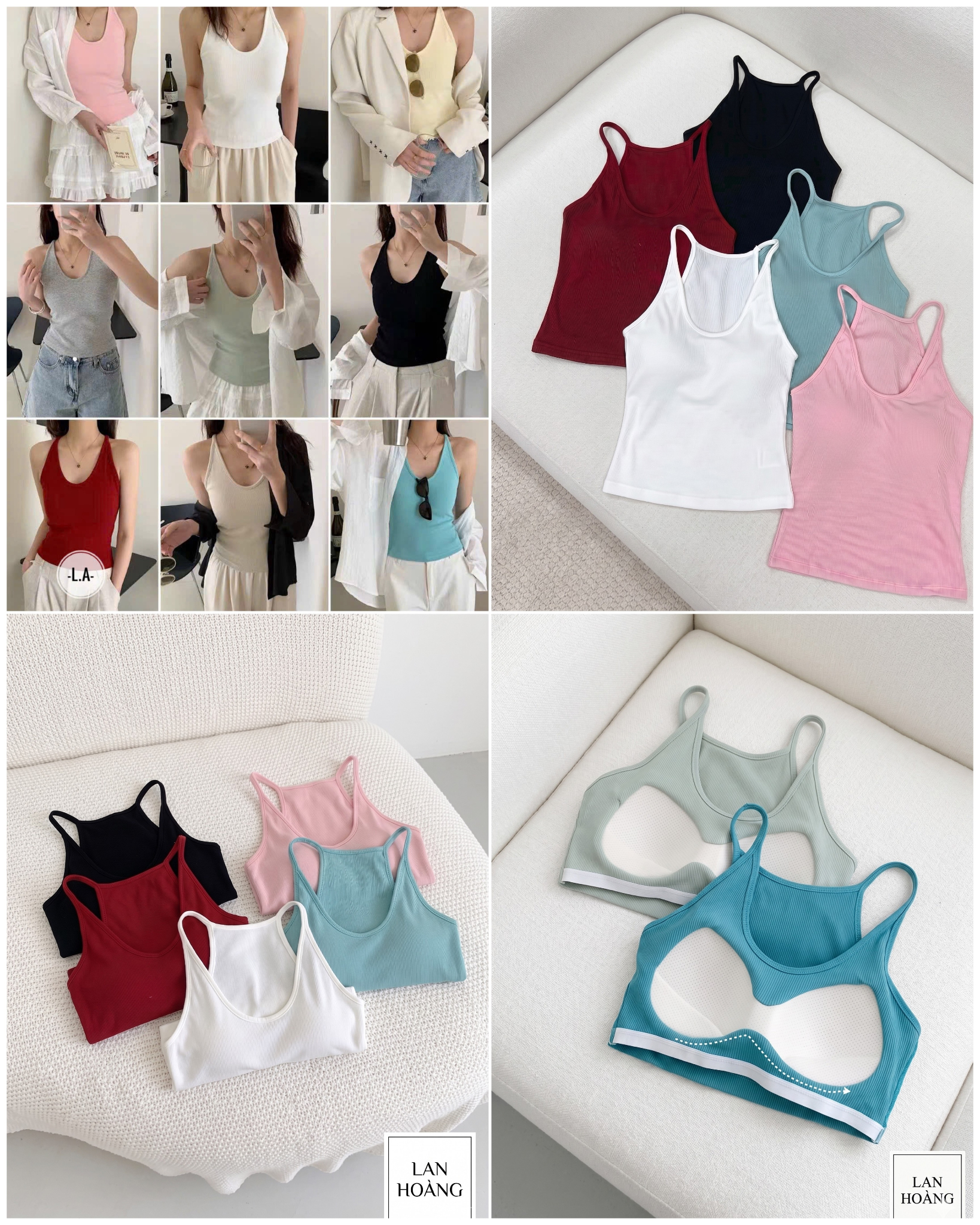 Áo 3 Lỗ kèm đệm mút 5 màu 16351 - Trắng