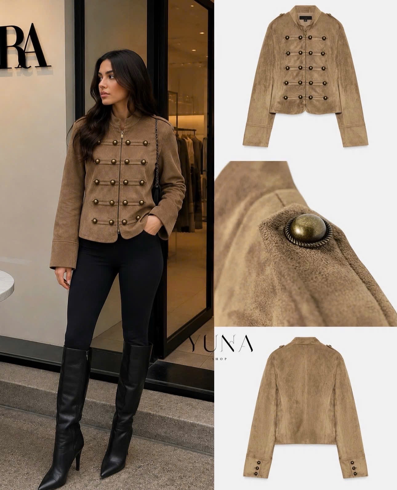 Áo Da Lộn Napoleon ZR đính khuy 16756