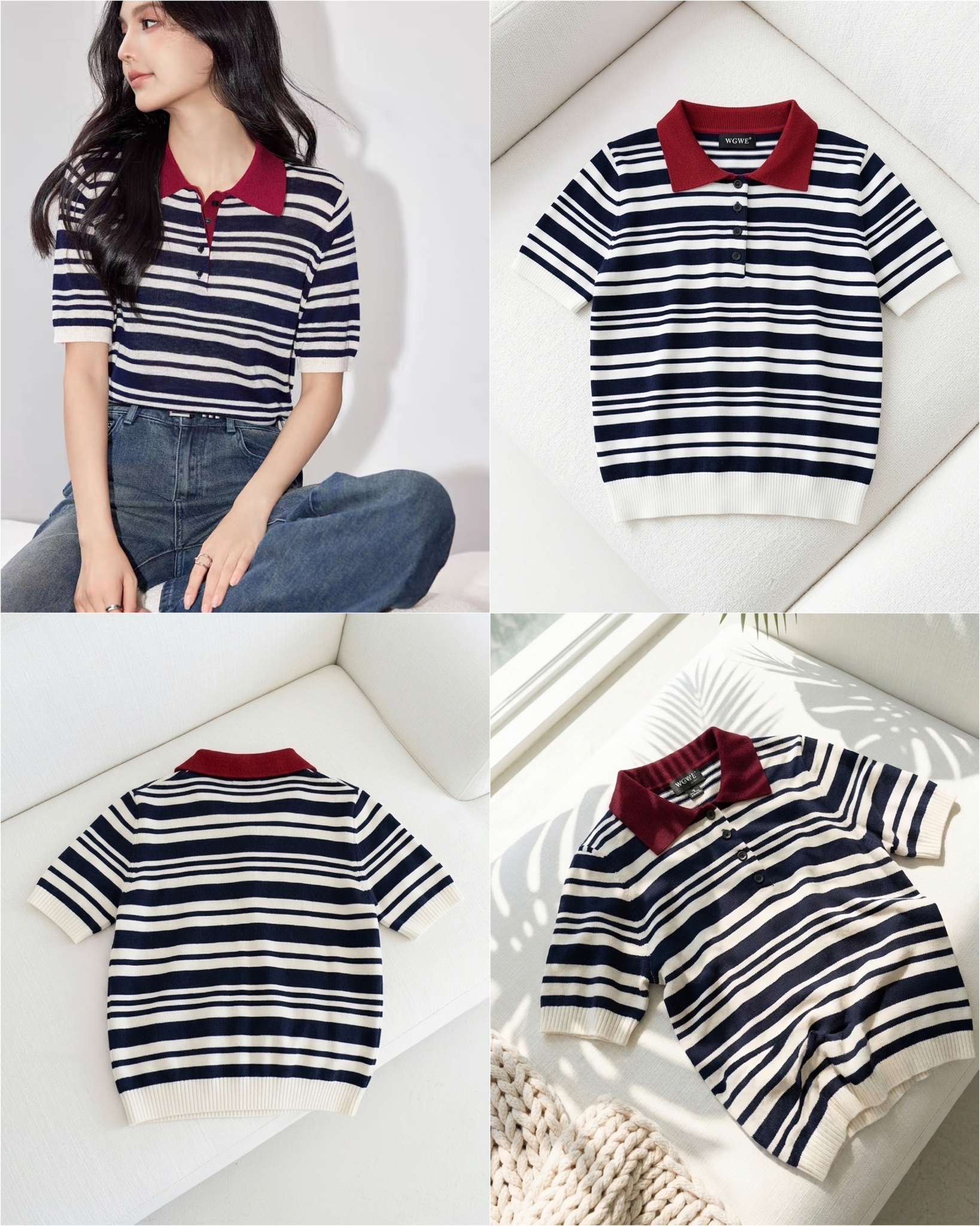 Áo Len Polo Kẻ dệt kim 16540
