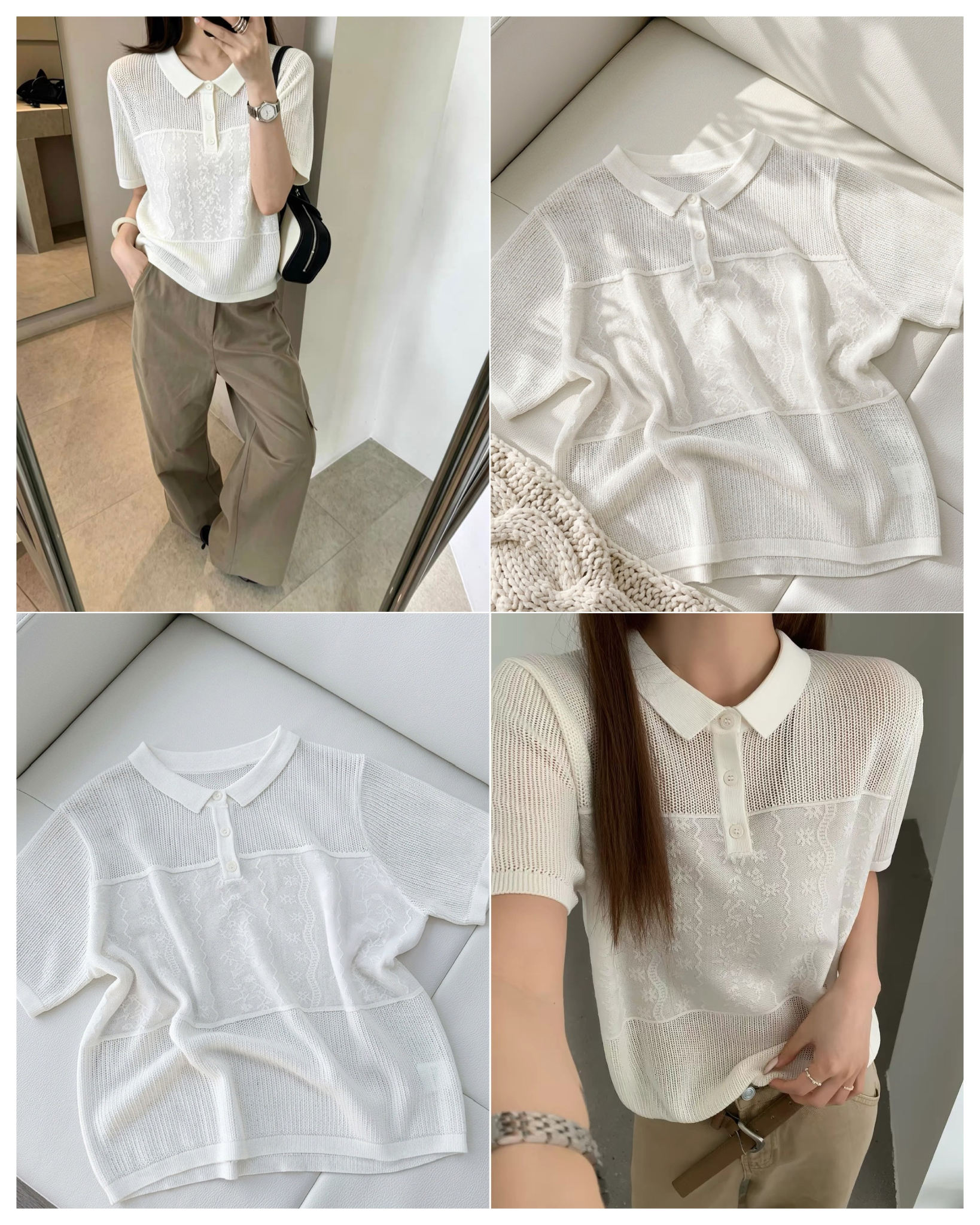 Áo Len Polo lưới dệt kim 16539