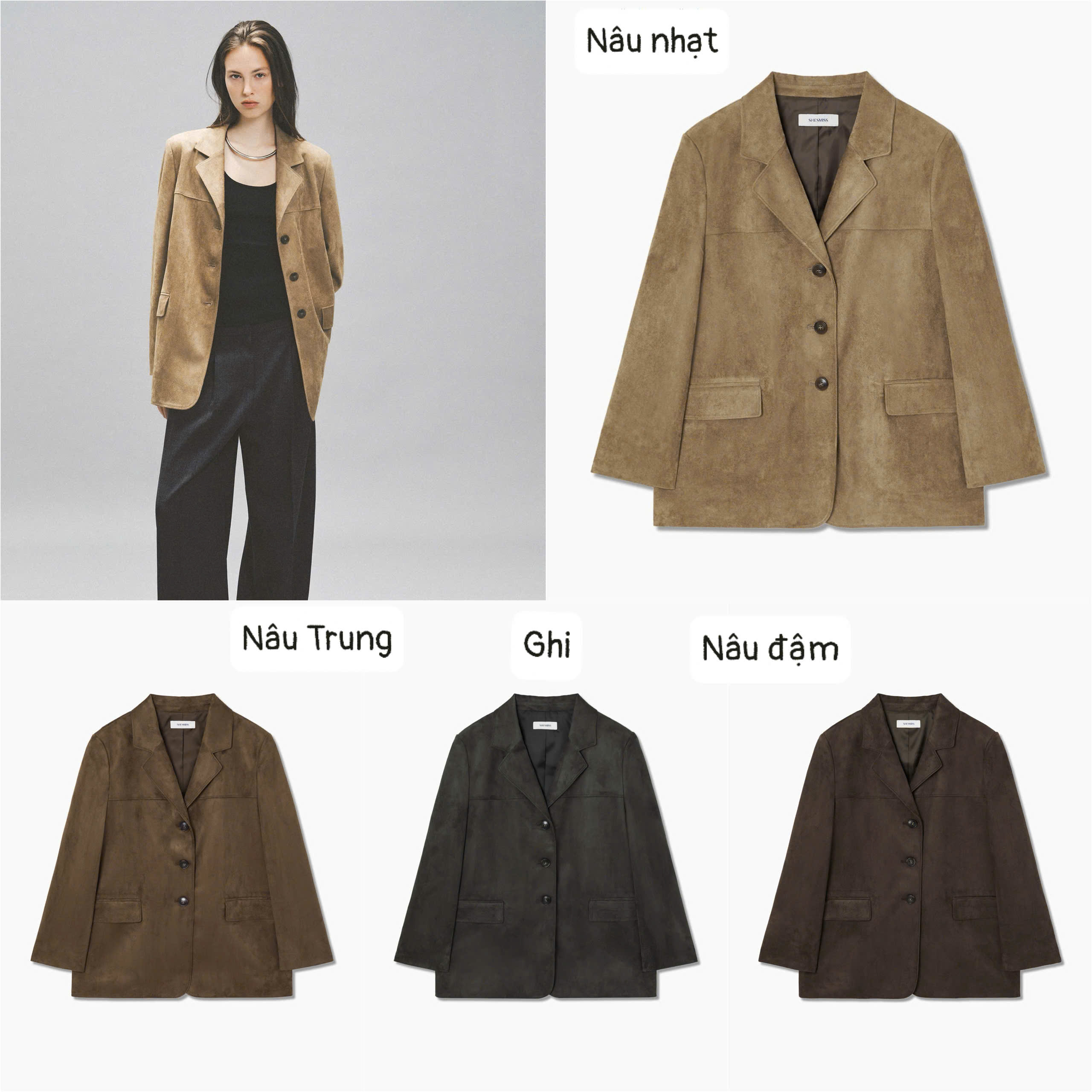 Blazer Shesmiss Da Lộn Xuất Hàn Dư Xịn 16715