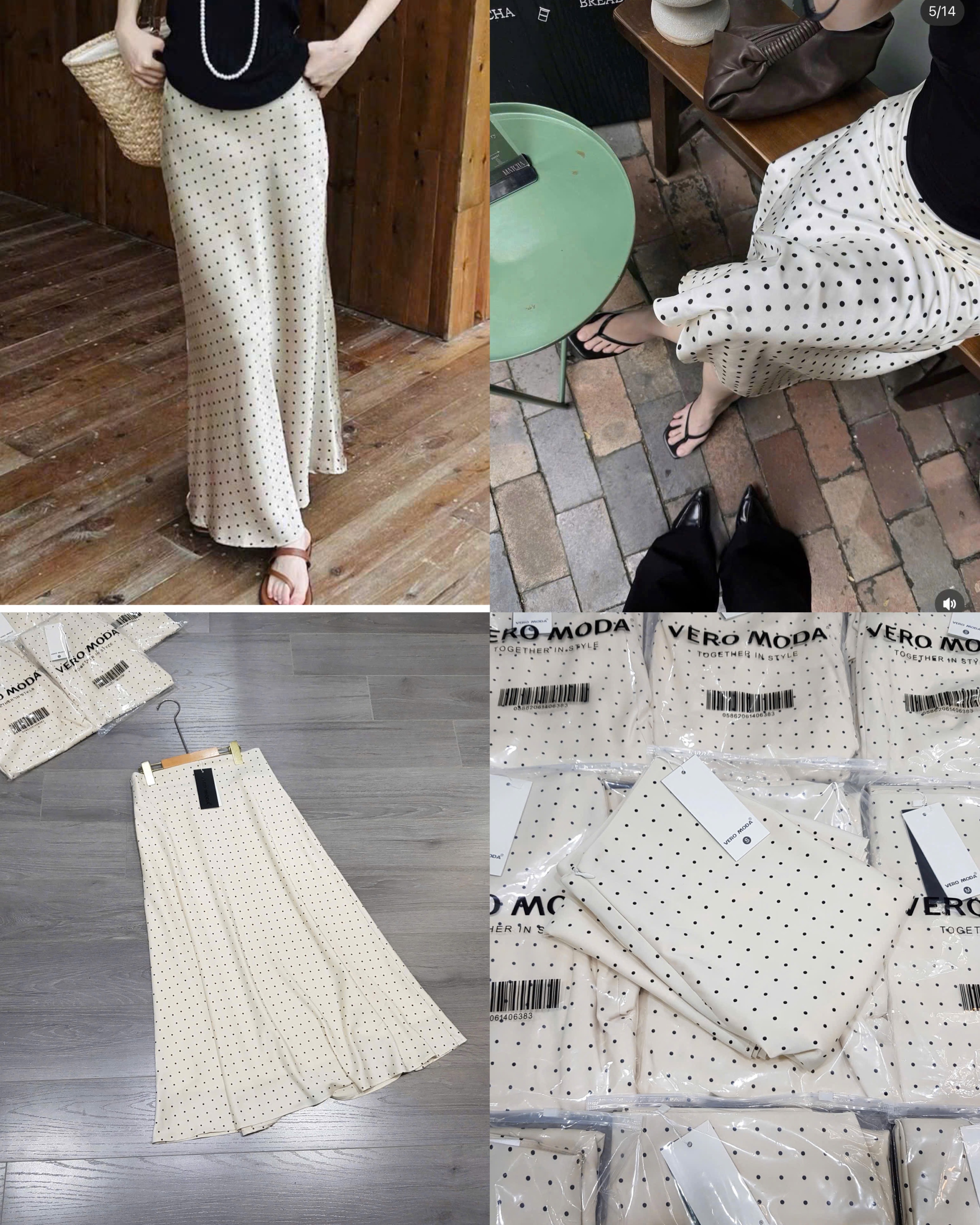 Chân Váy Lụa Vero Chấm Bi 16568