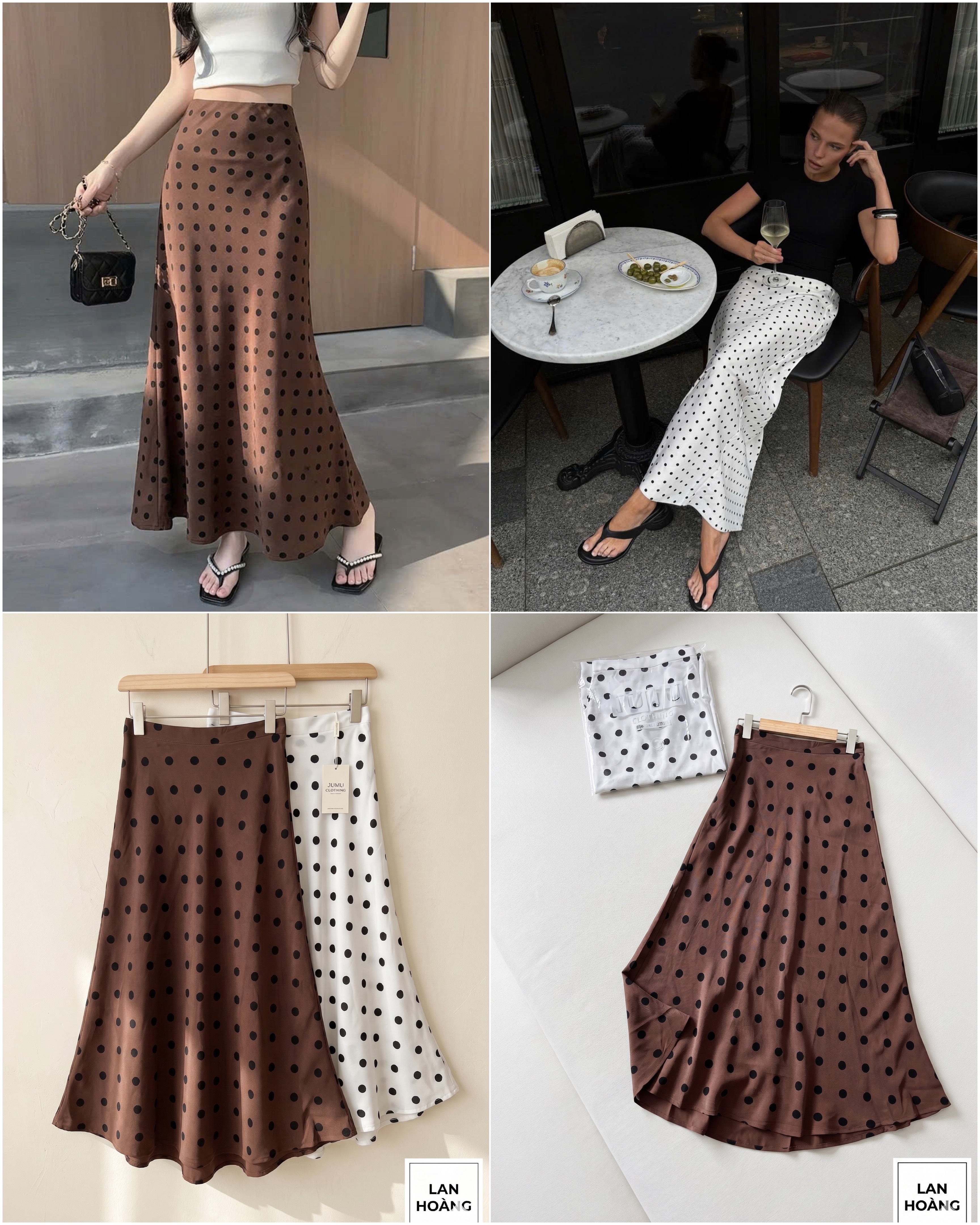 Chân Váy lụa Chấm Bi Juju 16369