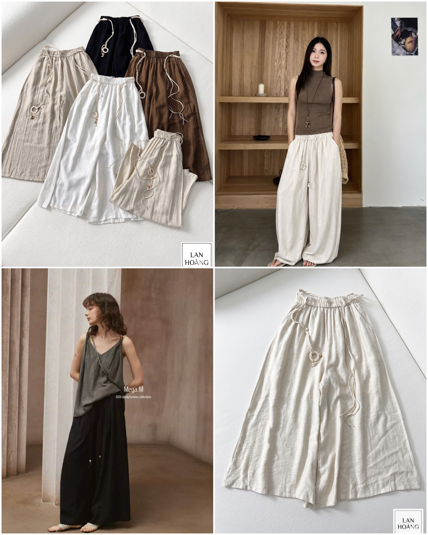 Culottes Linen Ống Xuông kèm belt Rời 16429