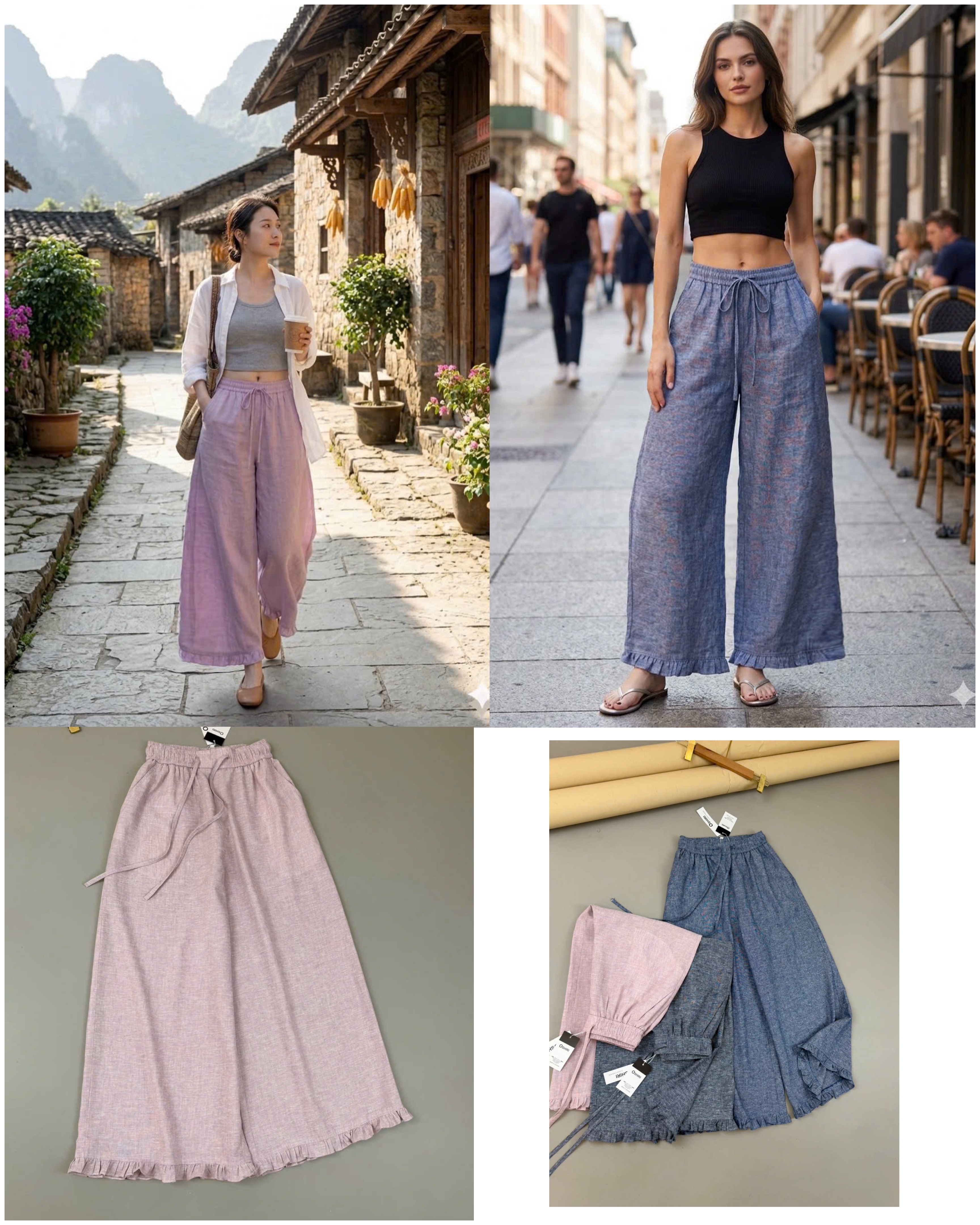 Culottes Linen Orshiri bèo 16386