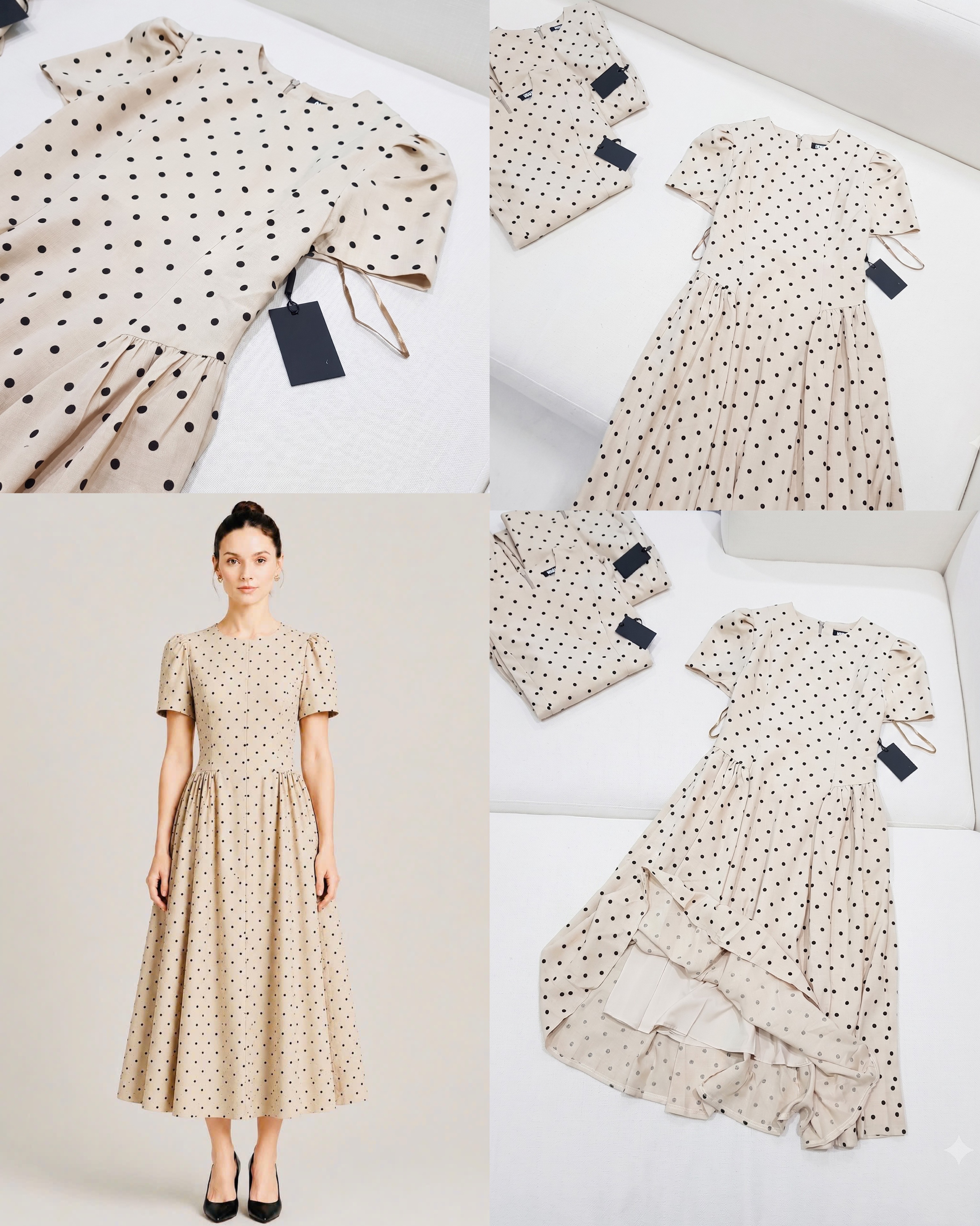 Đầm Chấm Linen Karl midi 16607