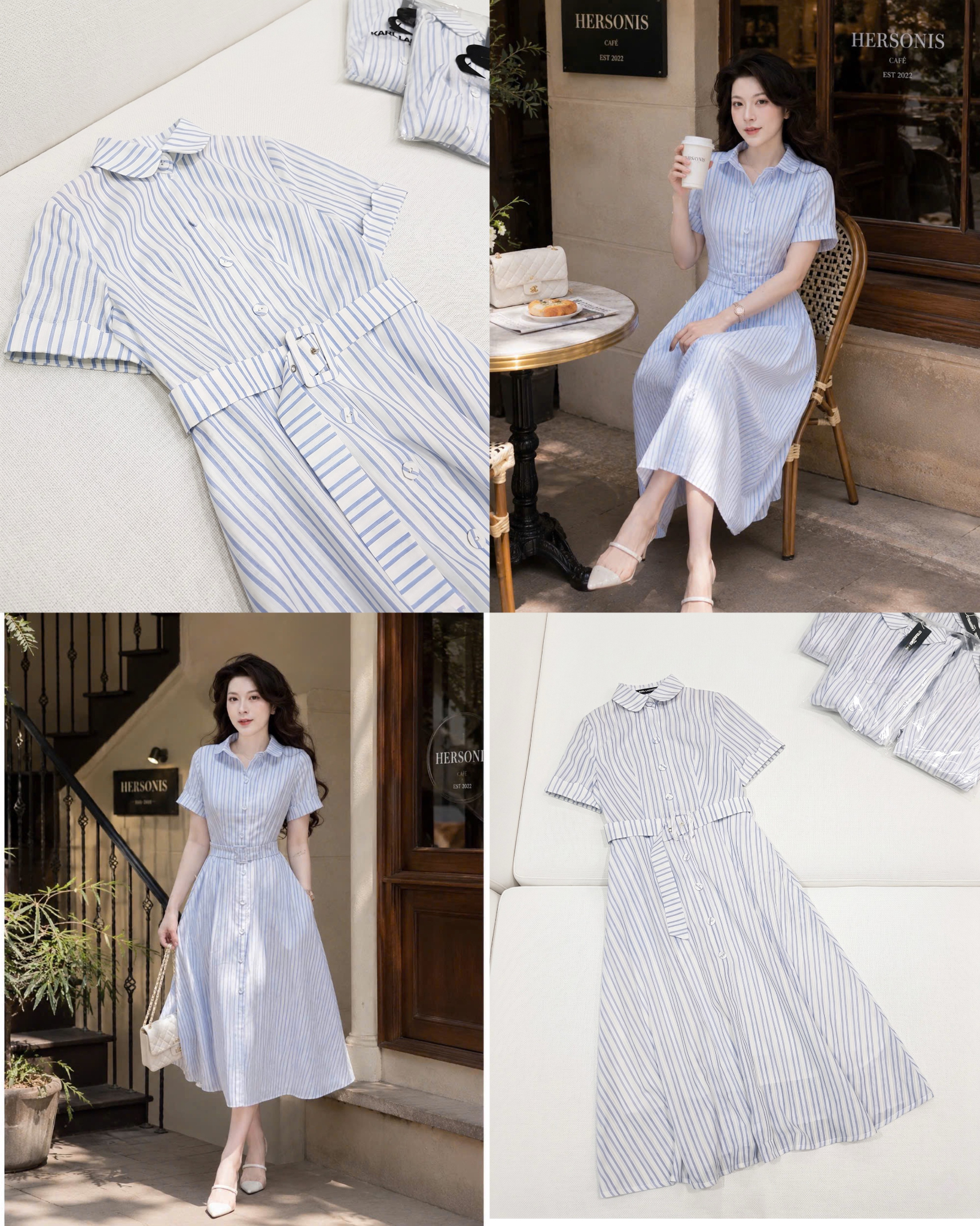 Đầm Sơ Mi Kẻ Karl Dư Xịn 16572