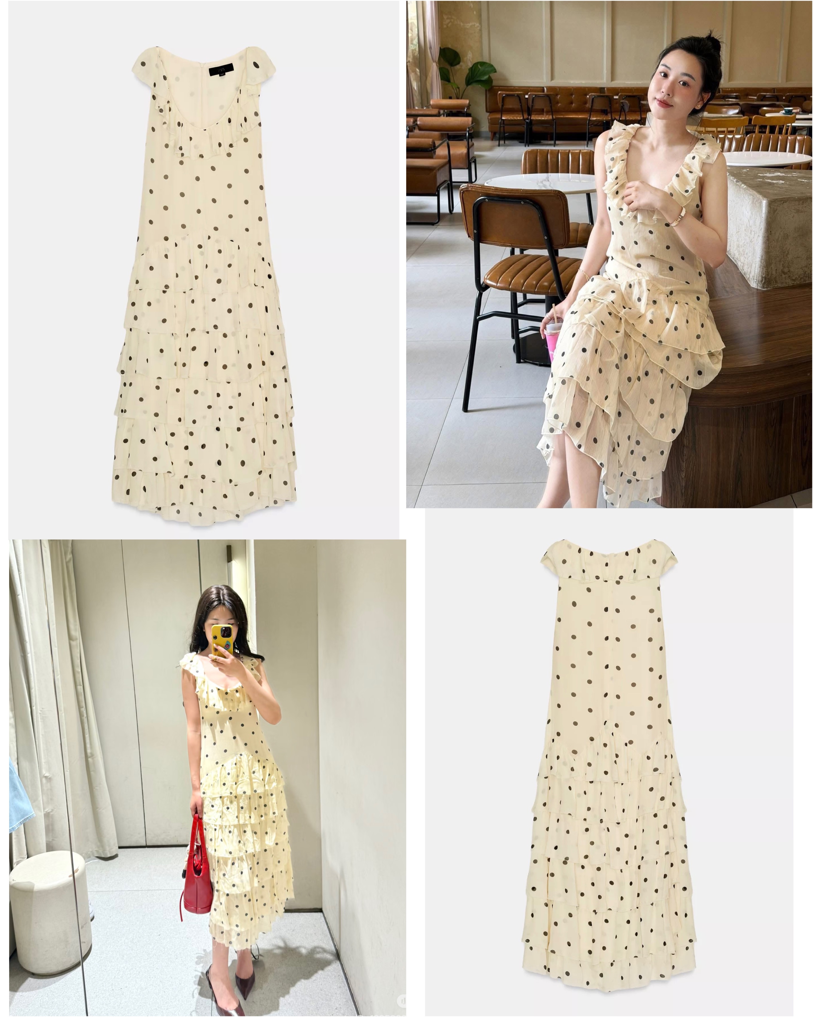 Đầm ZR Chấm Bi Bèo Tầng 16418