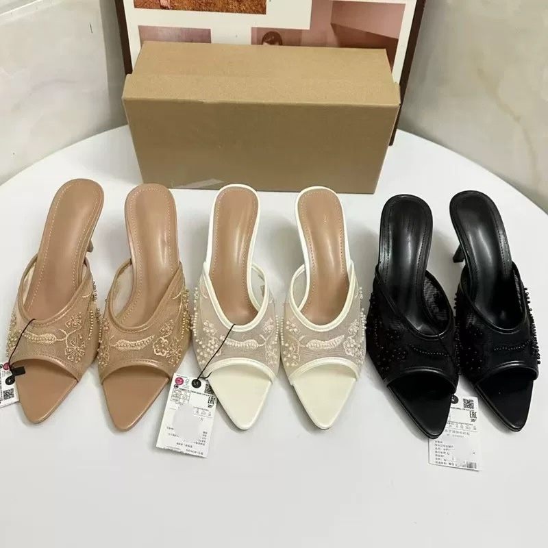 Guốc ZR ren lưới thêu Auth tuồn dư xịn 16260