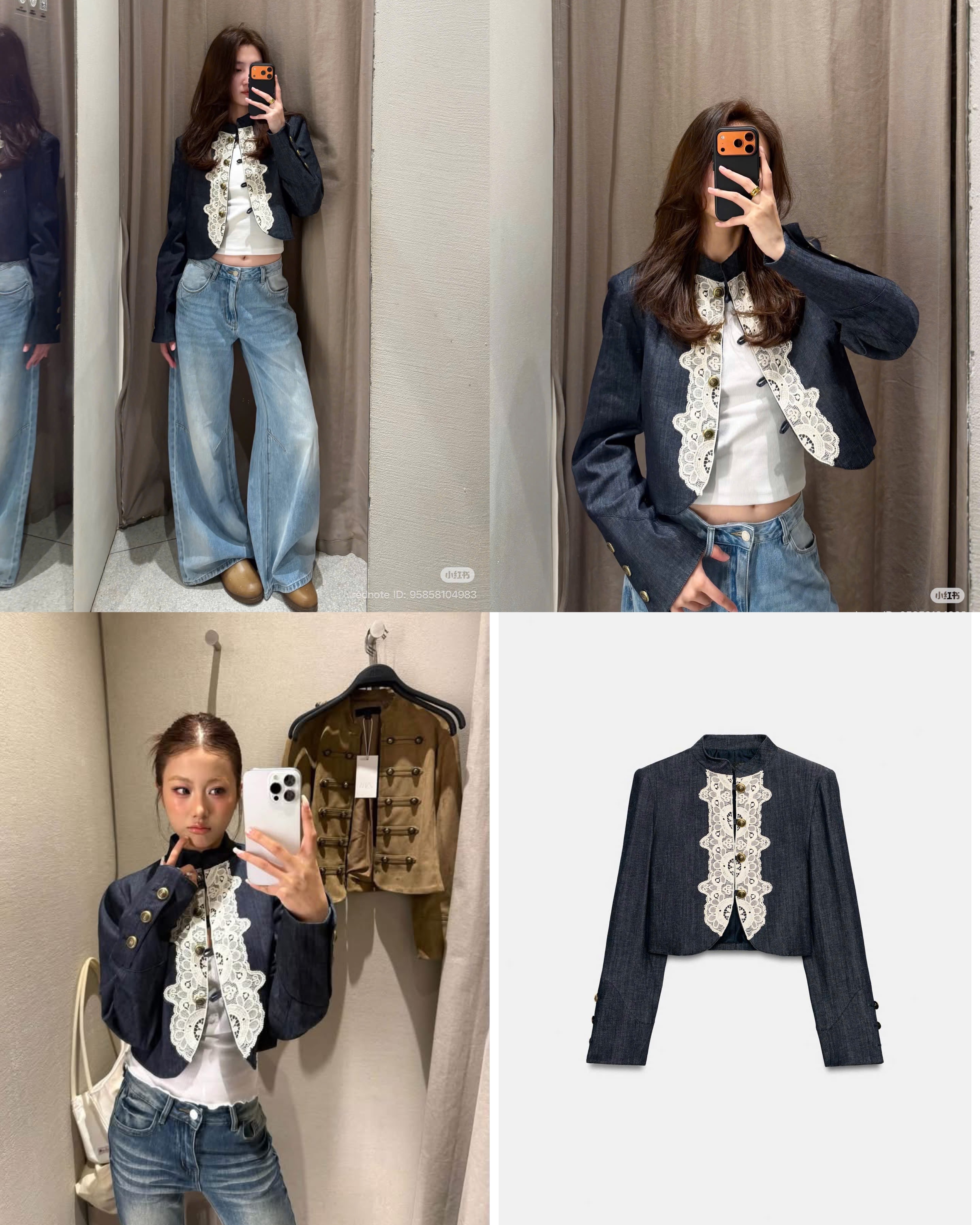 Khoác ZR Denim mitilaty Napolenon phối ren Tuồn Xịn 16760