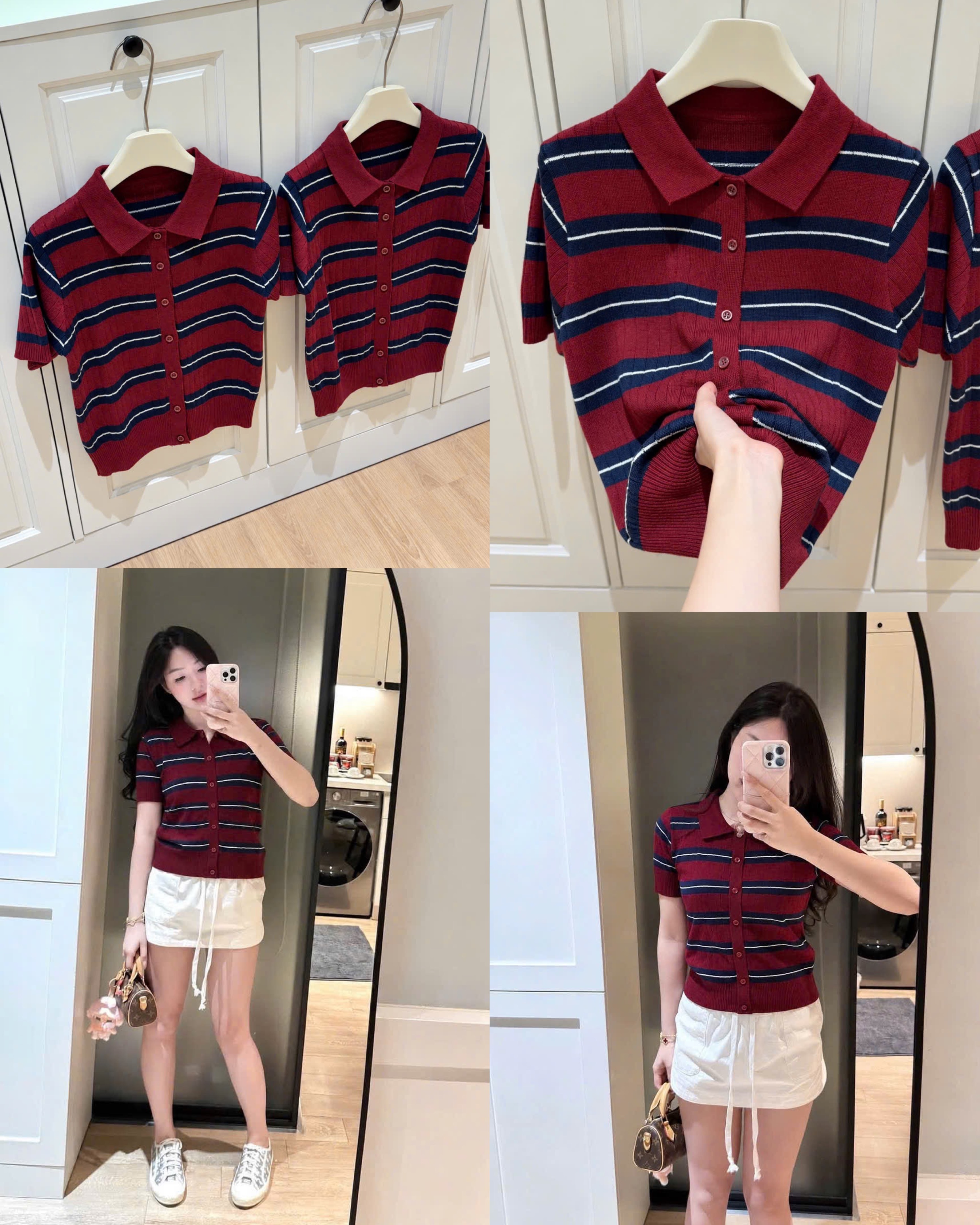 Len Polo Kẻ Đỏ xanh than 16802