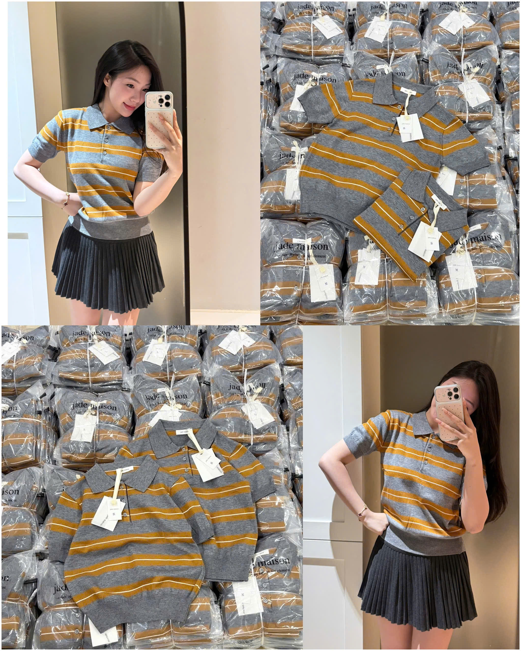 Len Polo Kẻ Ghi Cam 16709