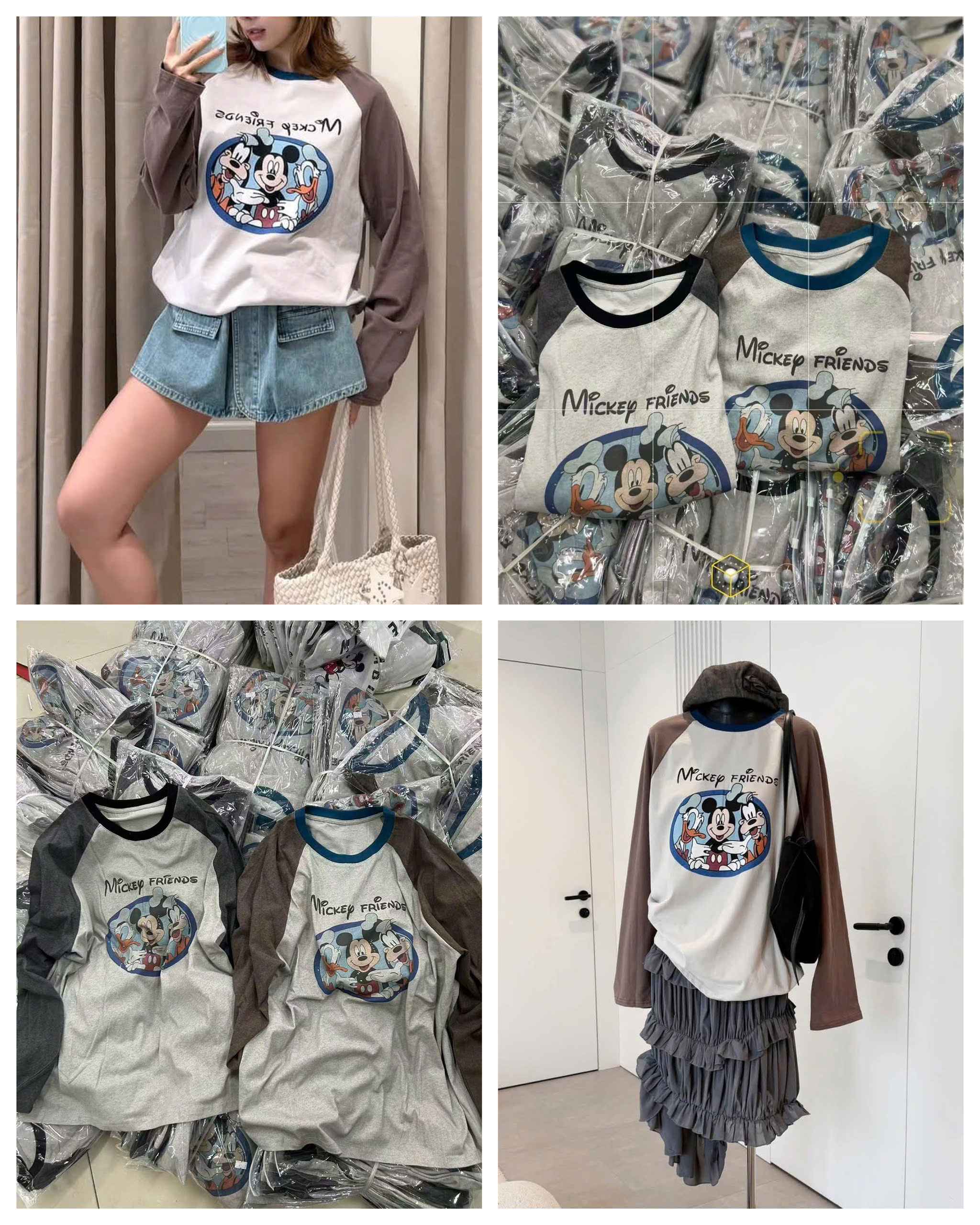 Phông Giấy Mickey Phối Tay Nâu + Ghi 16700